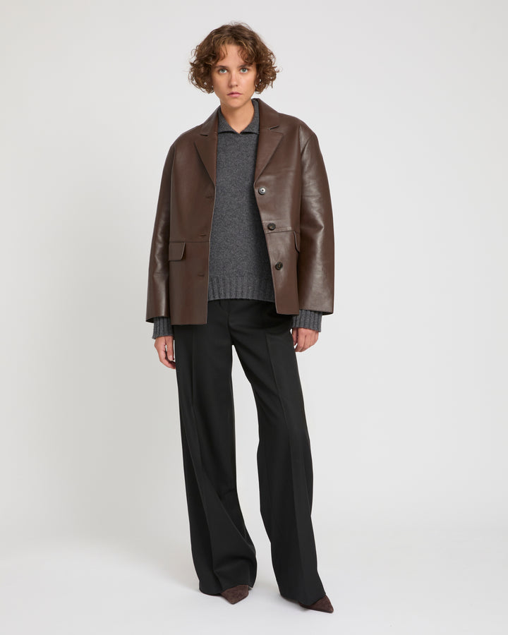 Woollen bonded leather jacket