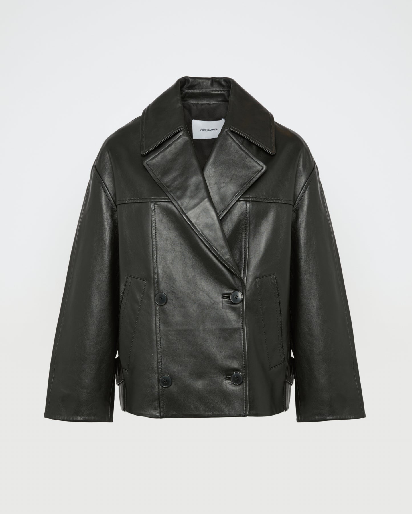 Lamb leather peacoat