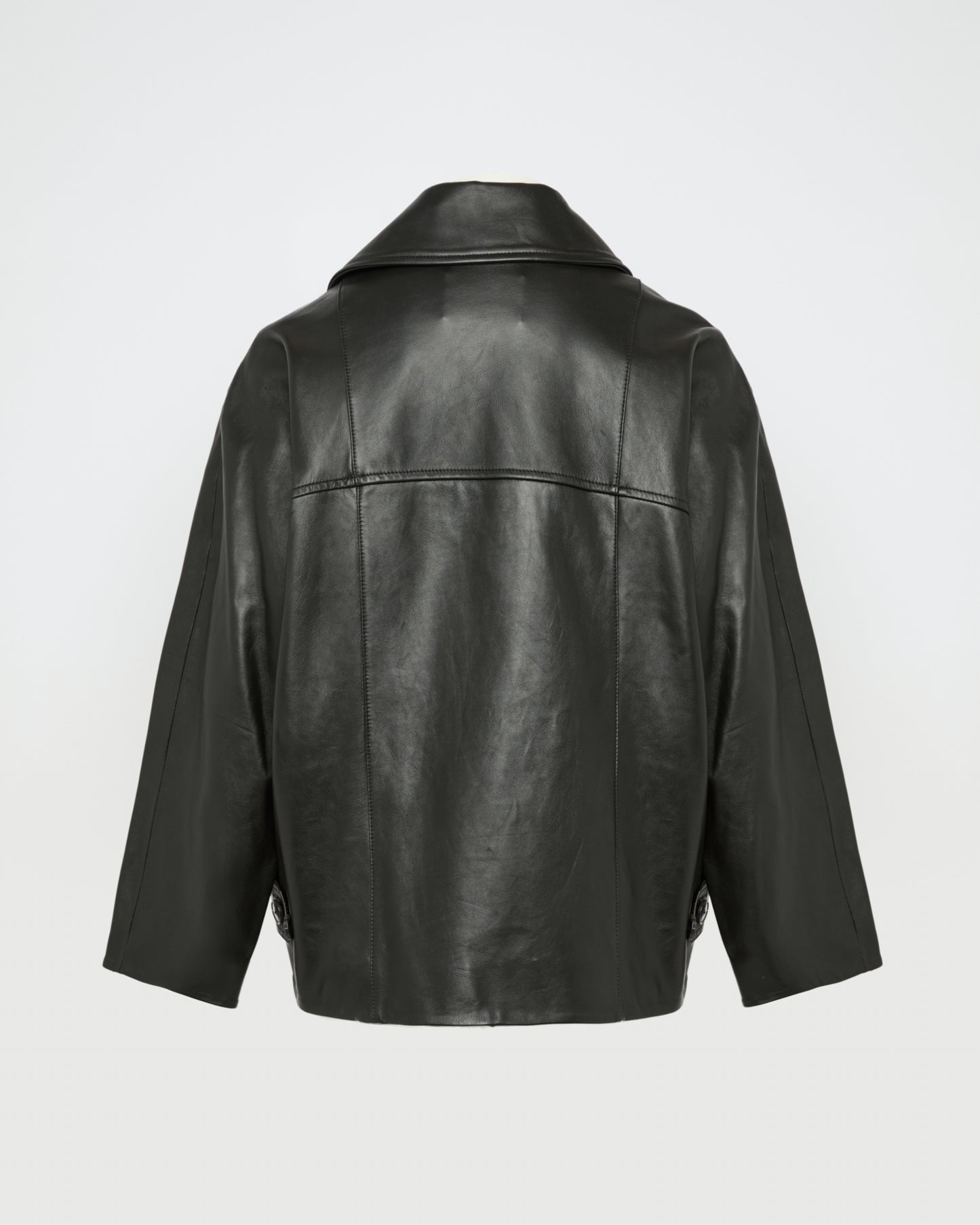 Lamb leather peacoat