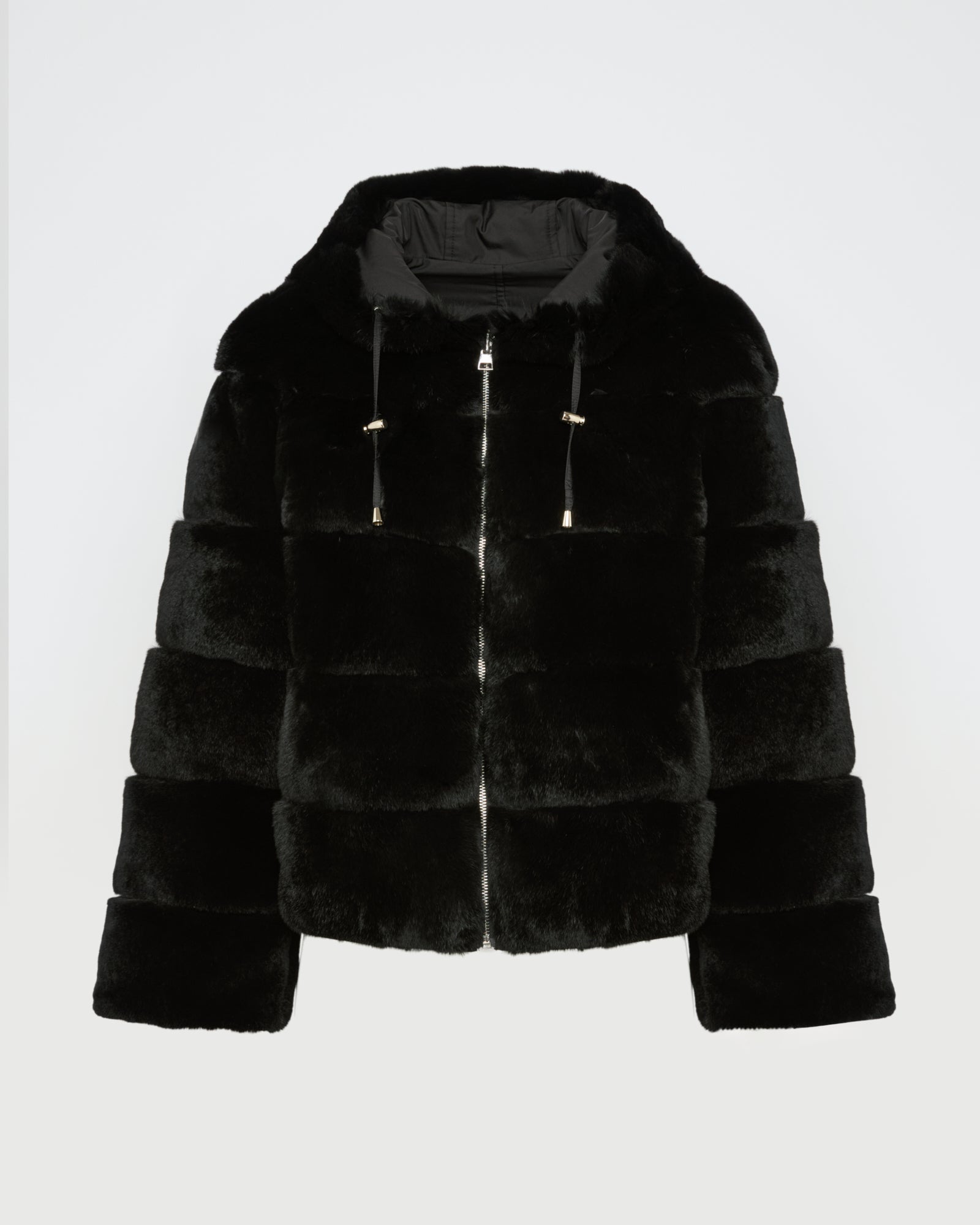 Reversible jacket in technical fabric & rex rabbit fur - Back
