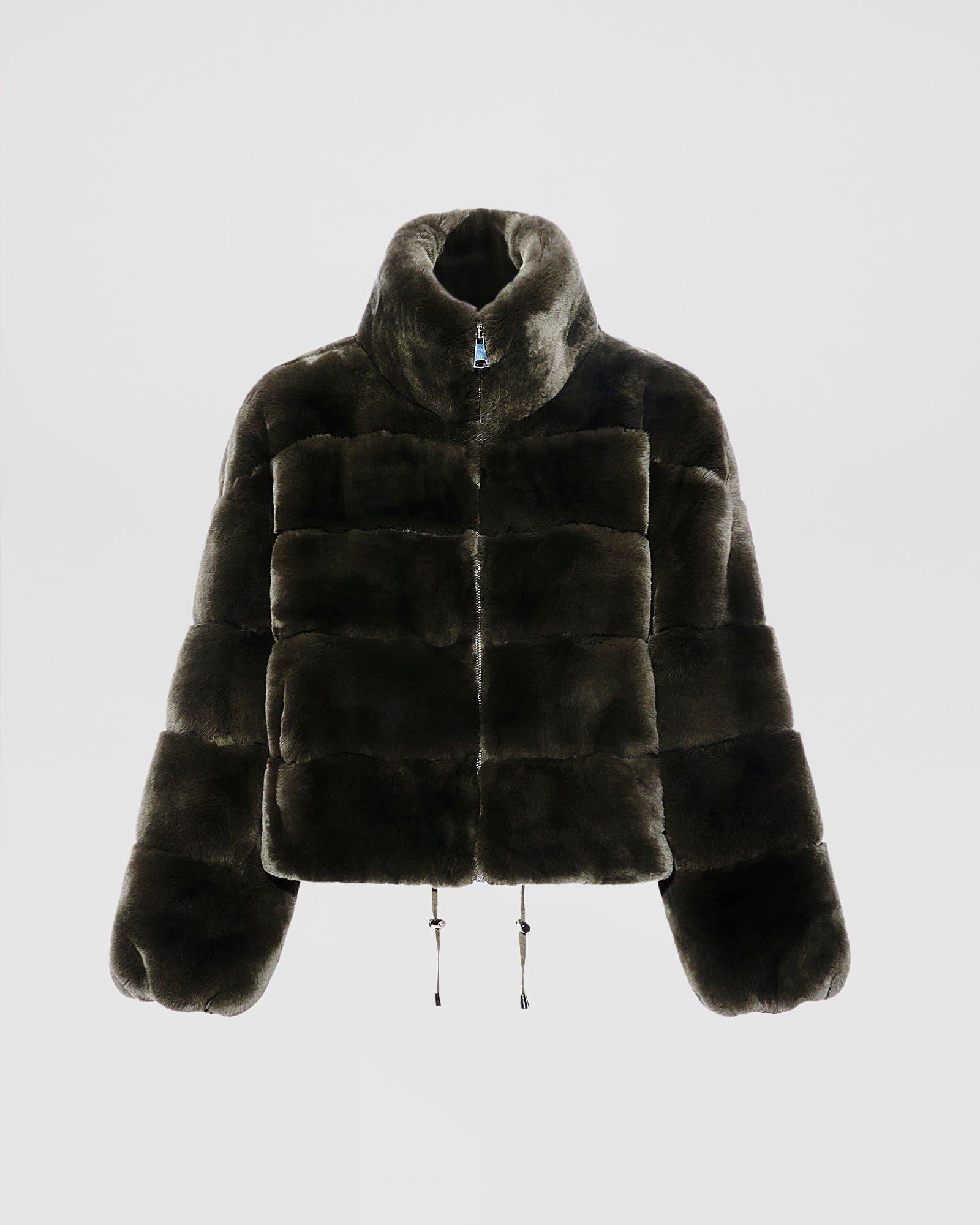 Veste boxy en fourrure de lapin rex réversible tissu technique -Yves Salomon