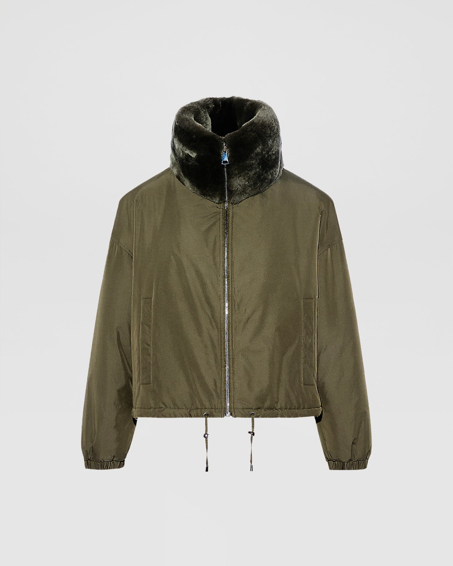 Veste boxy en fourrure de lapin rex réversible tissu technique -Yves Salomon