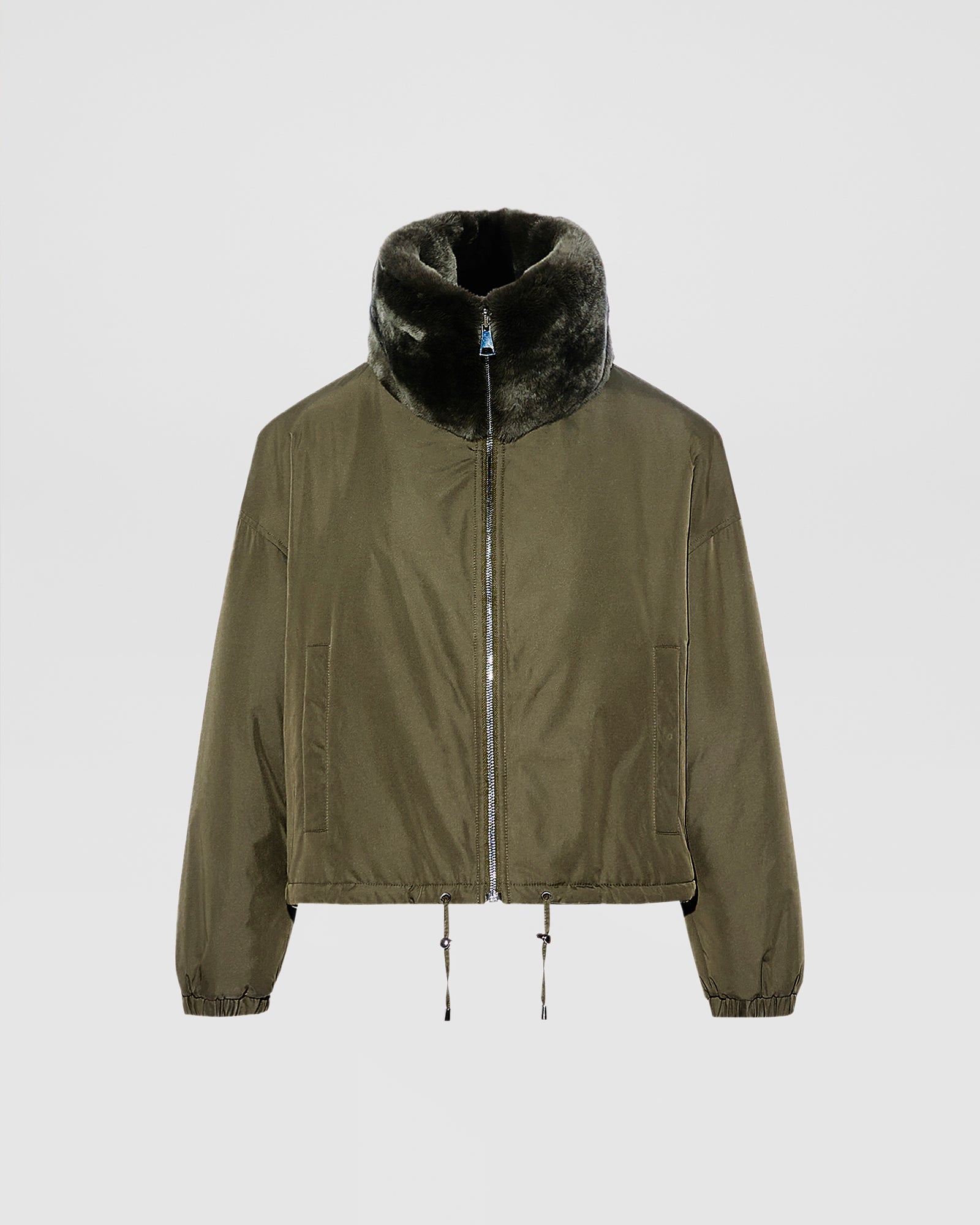 Veste boxy en fourrure de lapin rex réversible tissu technique -Yves Salomon