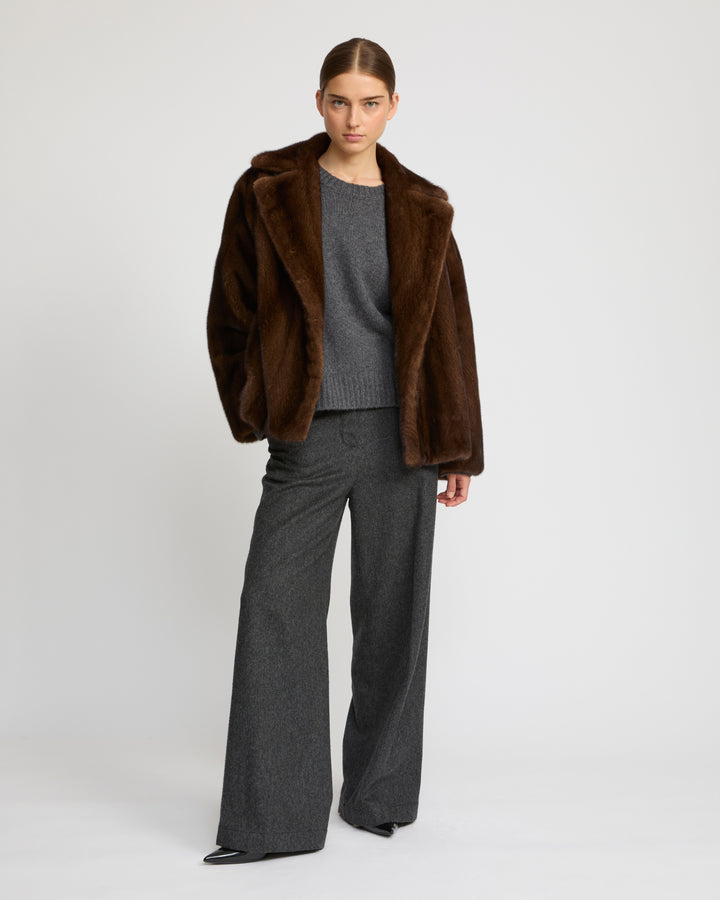 Short double-breasted mink fur jacket