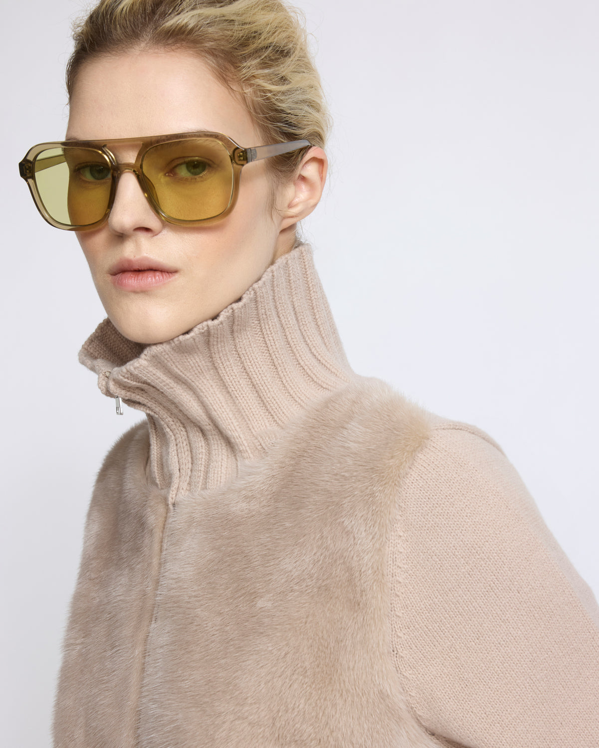 Veste en fourrure de vison et maille Mérinos - Yves Salomon - Nouvelle collection Automne Hiver