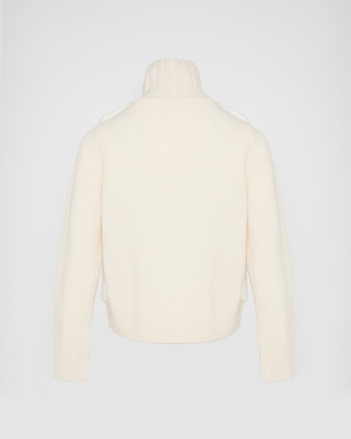 Veste en fourrure de vison et maille Mérinos