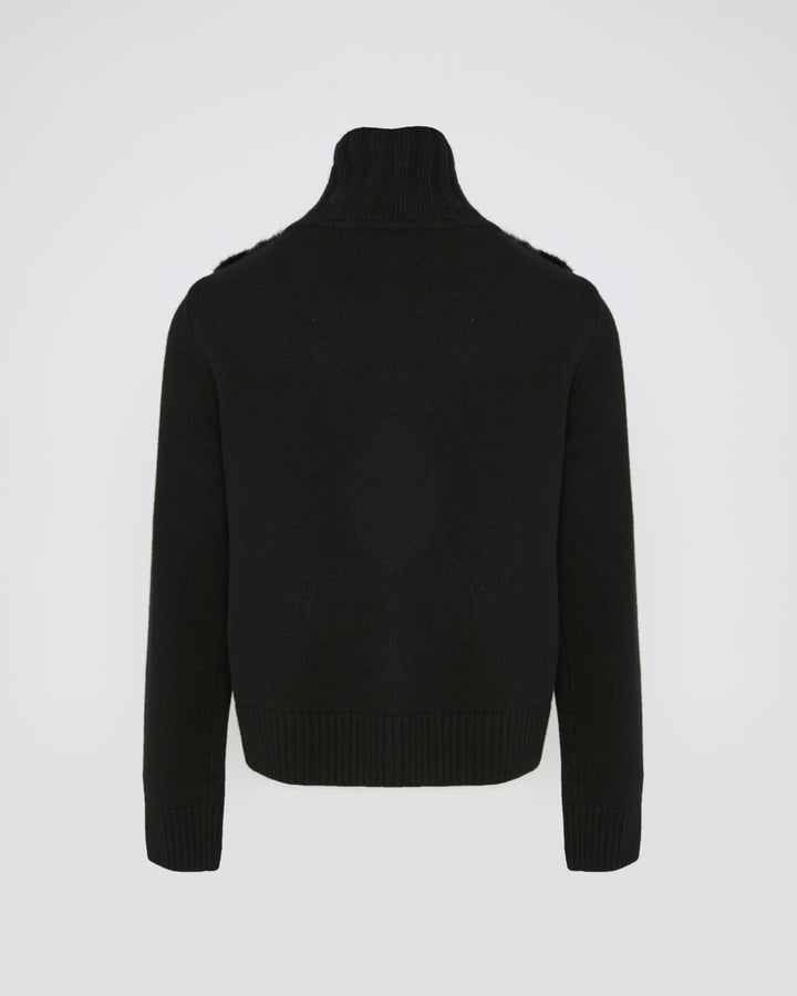 Veste en fourrure de vison et maille Mérinos