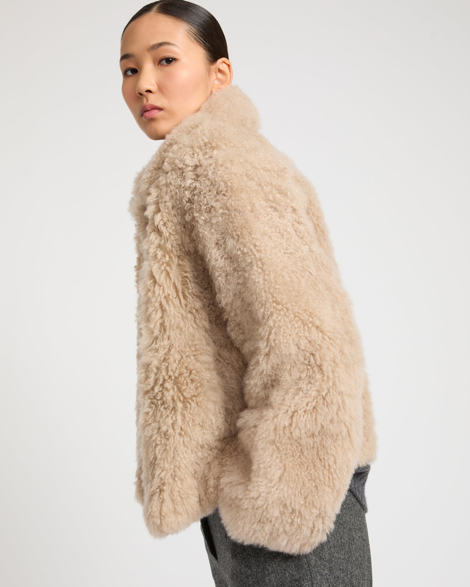 カシミヤラムスキン & メリノニット ジャケット - ベージュ - Yves Salomon