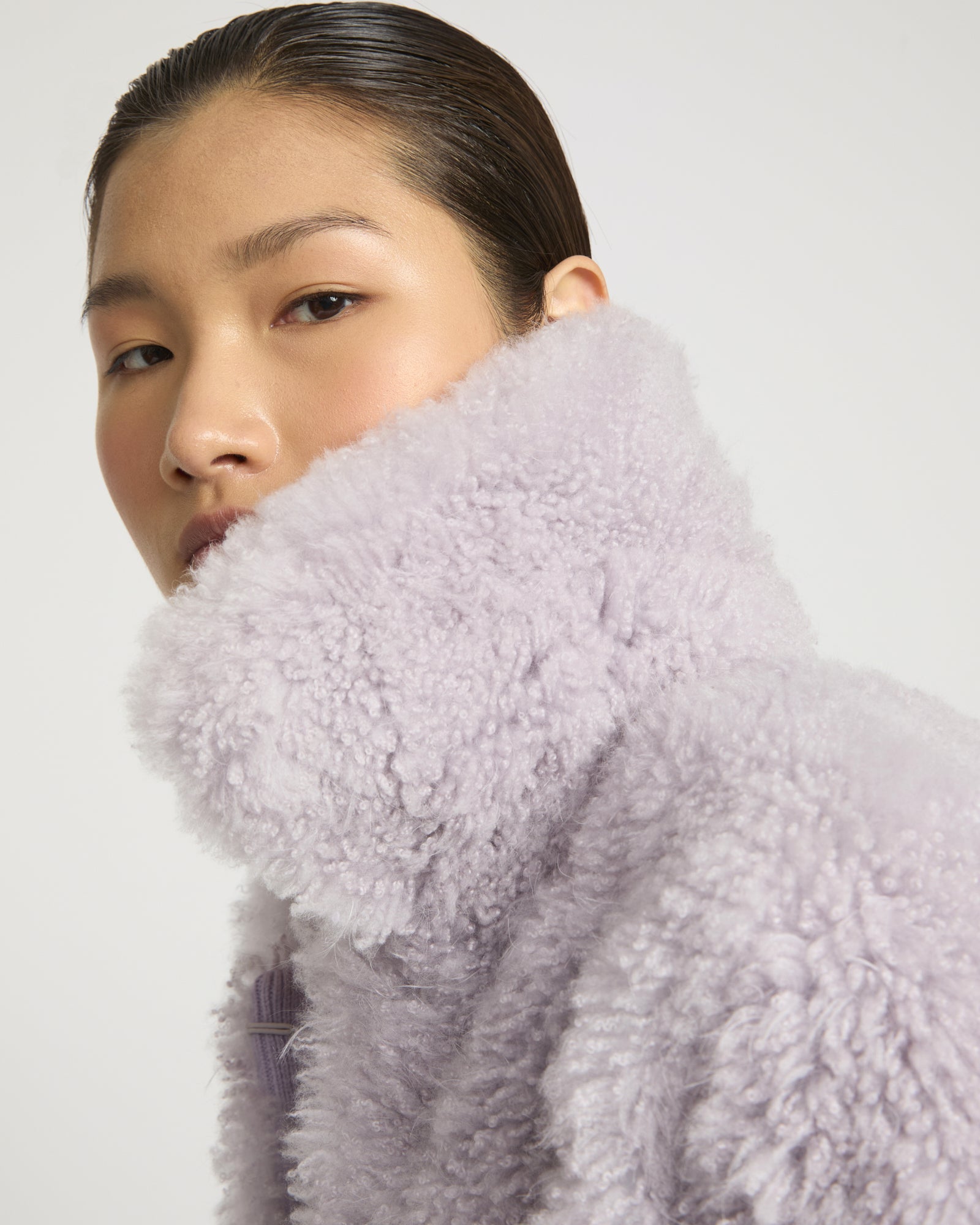 Cashmere lambskin & Merino knit jacket - Purple - Yves Salomon