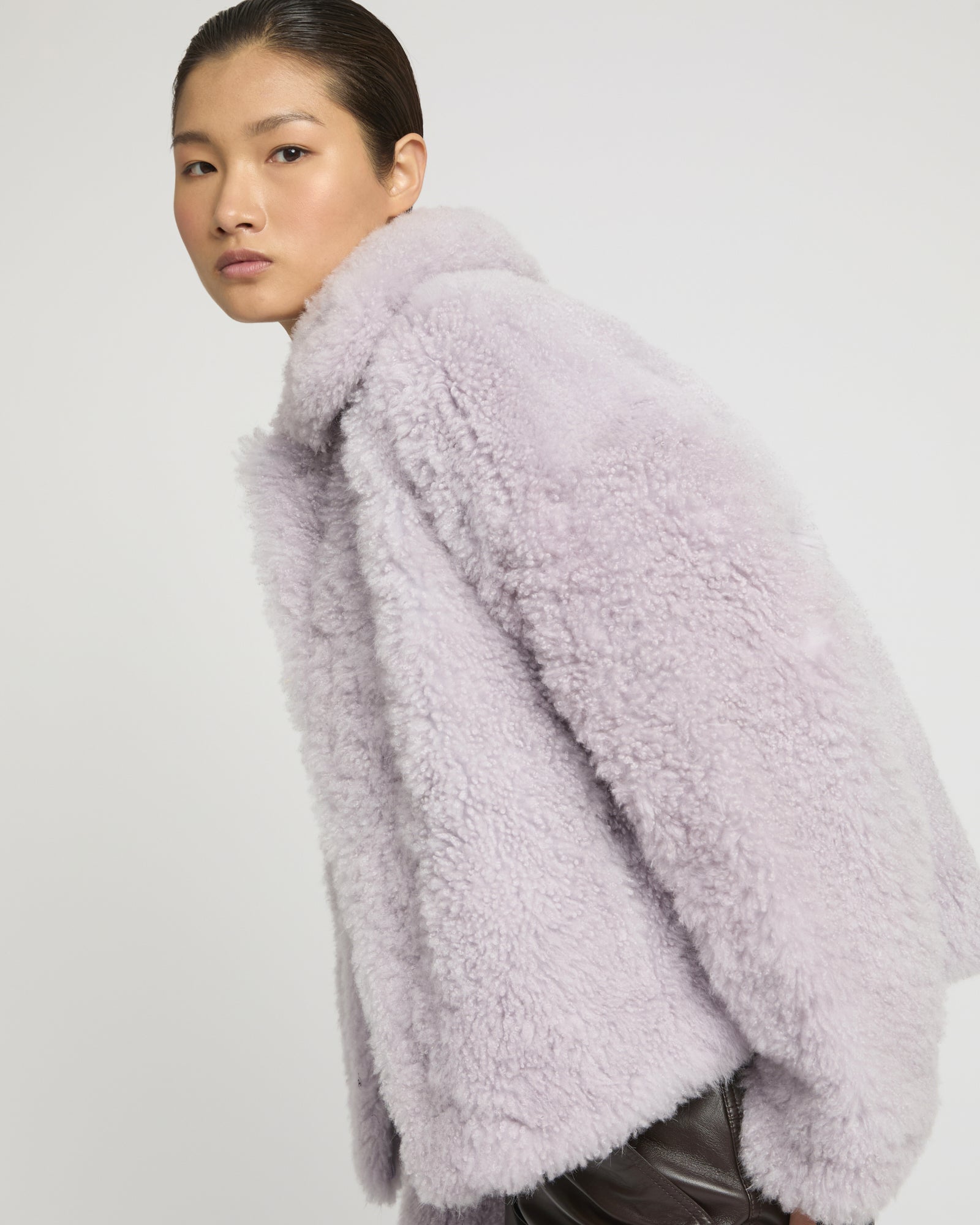 Cashmere lambskin & Merino knit jacket - Purple - Yves Salomon
