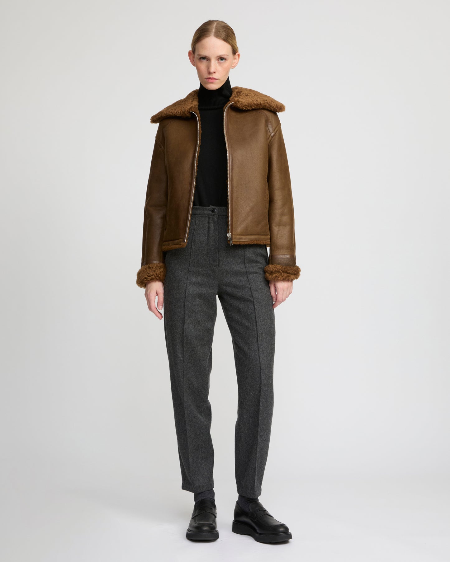 Gonfio Merino lambskin boxy jacket