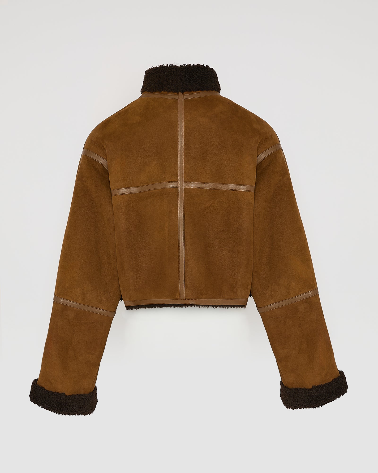 Veste croppée en agneau Mérinos suède -Yves Salomon