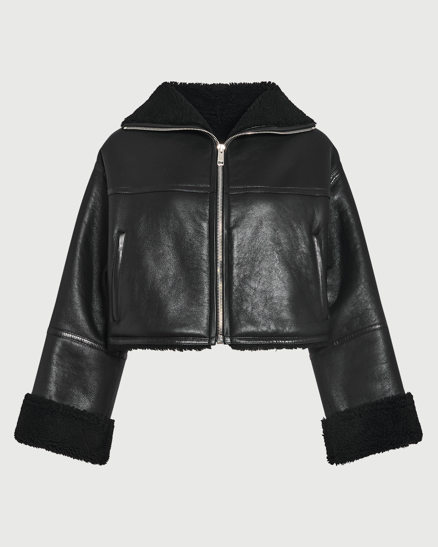 Veste courte en agneau Mérinos suède- Yves Salomon - Nouvelle collection Automne Hiver