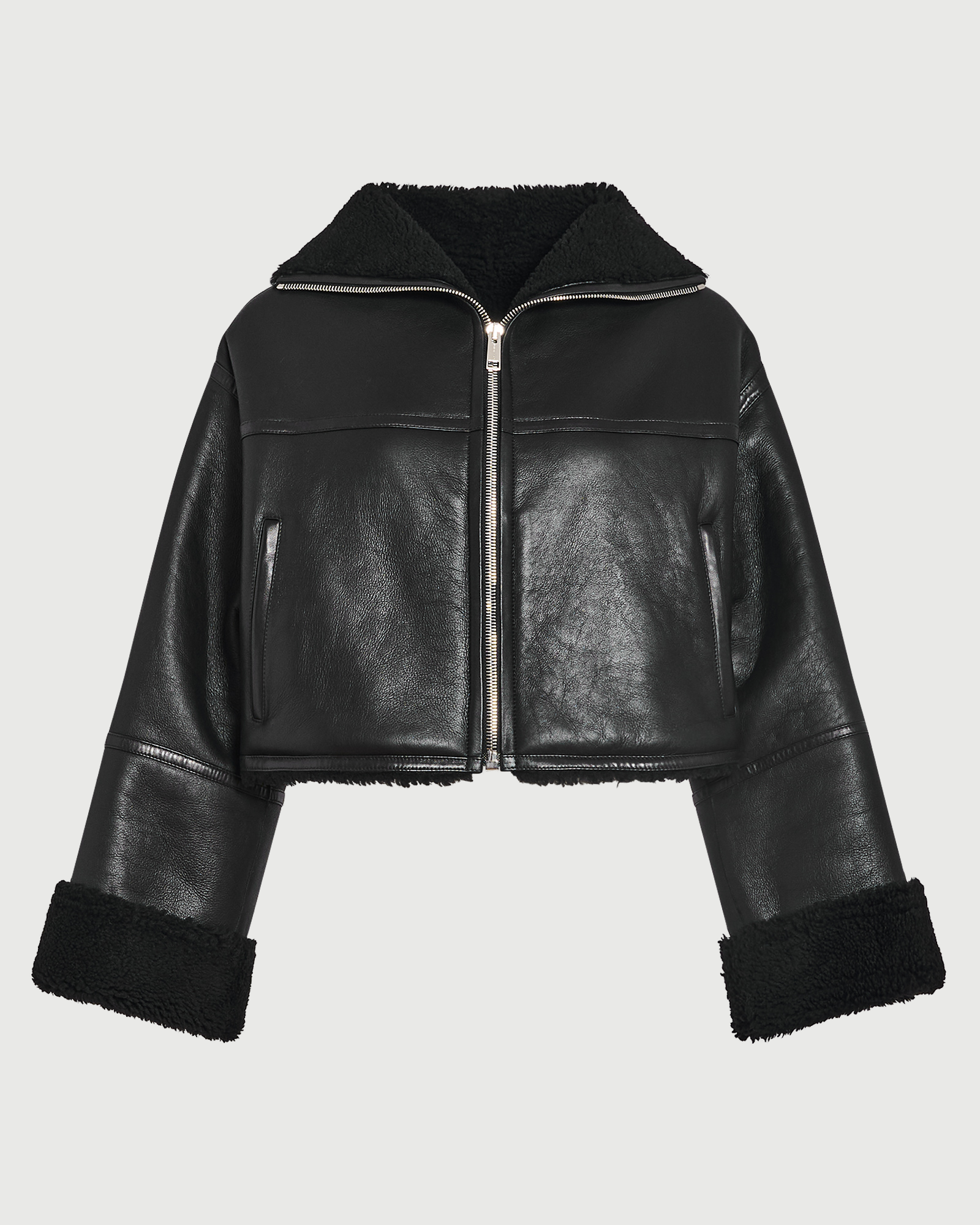 Veste courte en agneau Mérinos suède- Yves Salomon - Nouvelle collection Automne Hiver