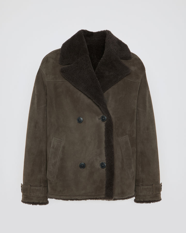 Soldes d'hiver  - Yves Salomon -Veste courte en peau lainée