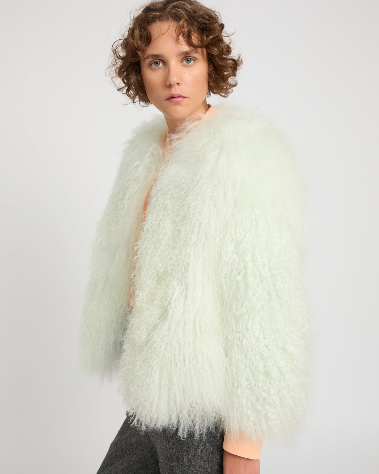 Short jacket in Mongolian lamb
