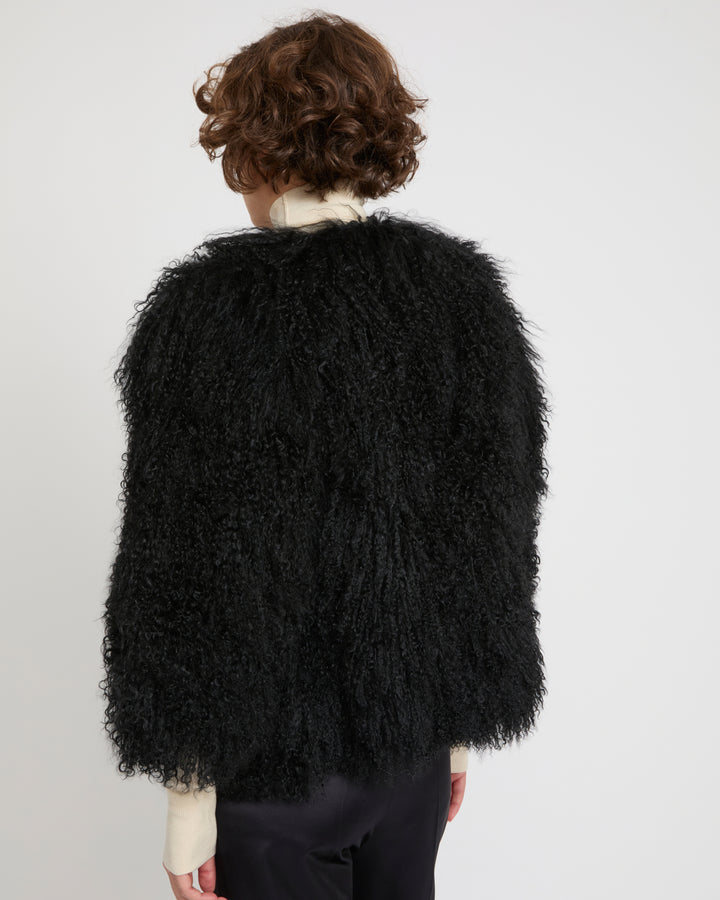 Short jacket in Mongolian lamb