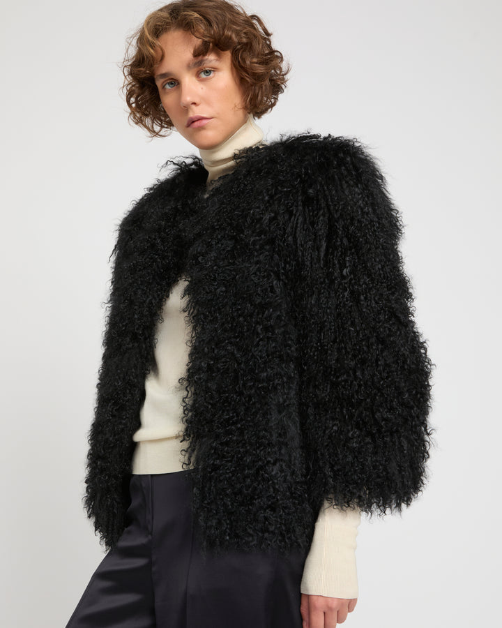 Short jacket in Mongolian lamb