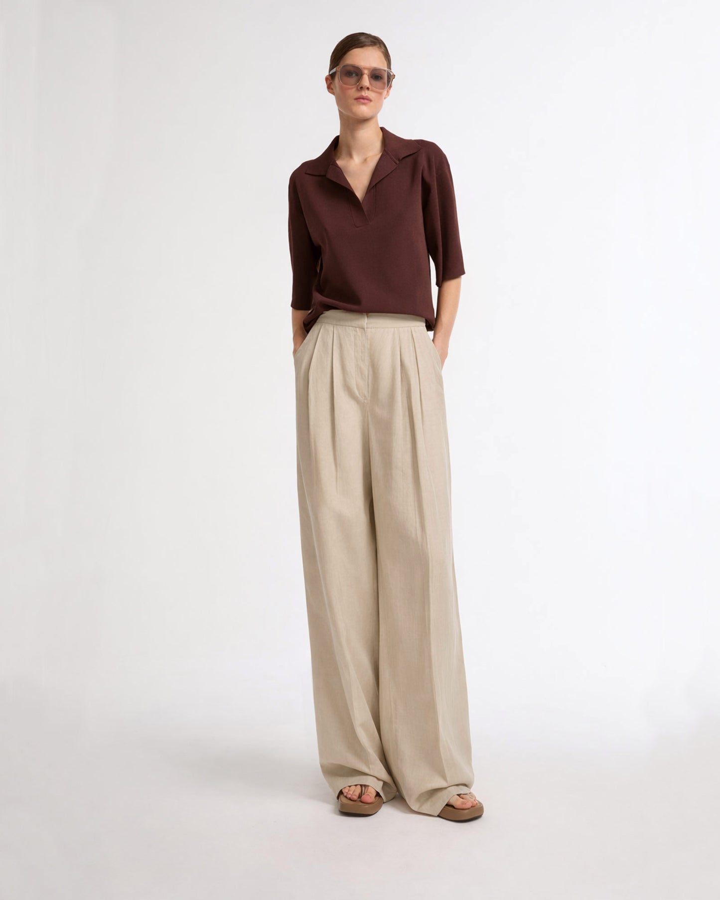 Pantalon large en lin