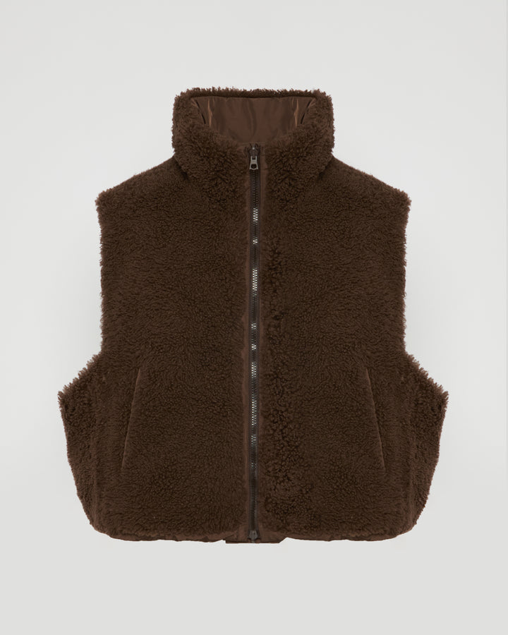 Doudoune sans manche réversible en tissu technique et merinillo