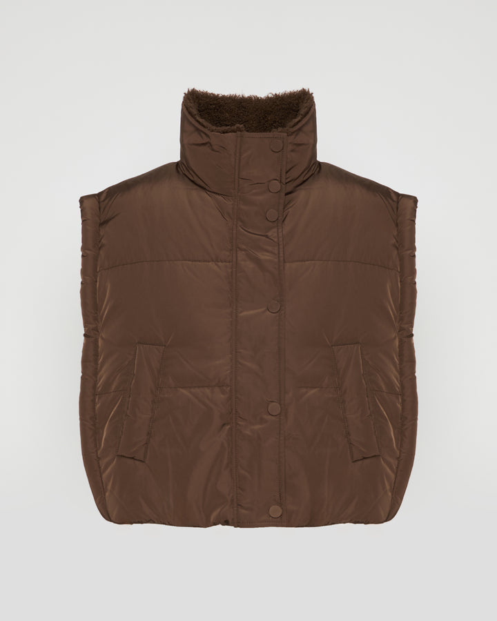 Doudoune sans manche réversible en tissu technique et merinillo