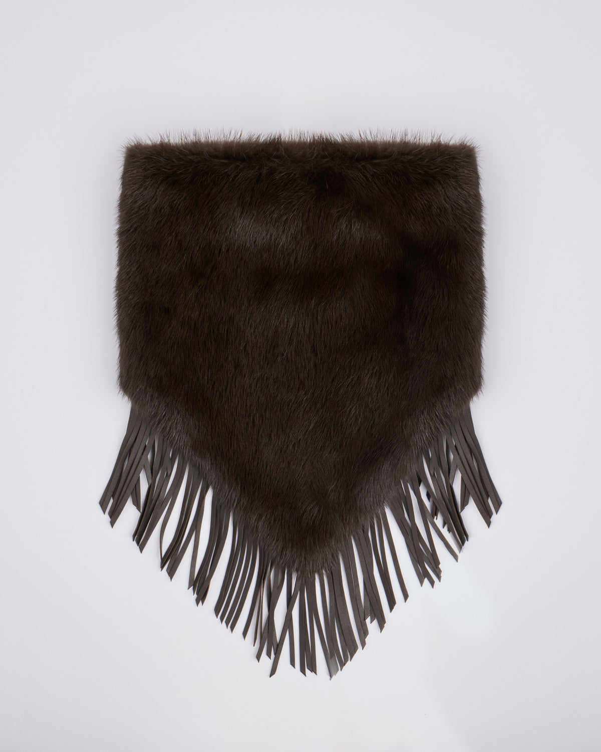 Bandana en fourrure de vison et franges en cuir d'agneau - Yves Salomon - Nouvelle collection Automne Hiver