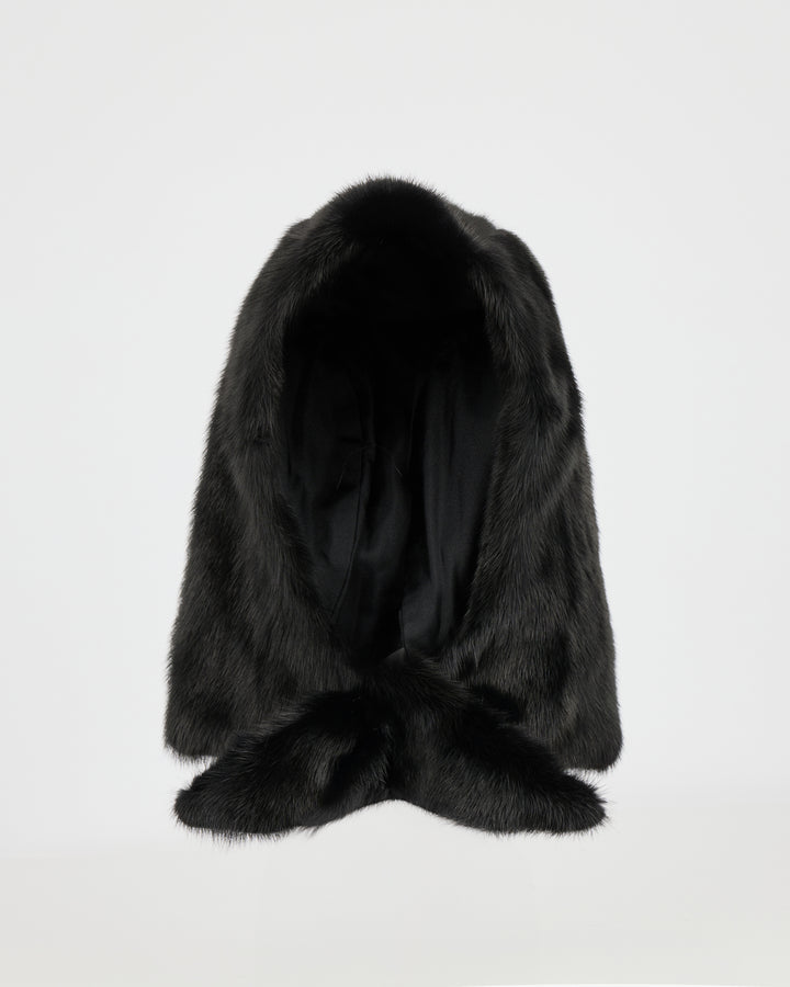Capuche en fourrure de vison noir - Yves Salomon - Nouvelle collection Automne Hiver