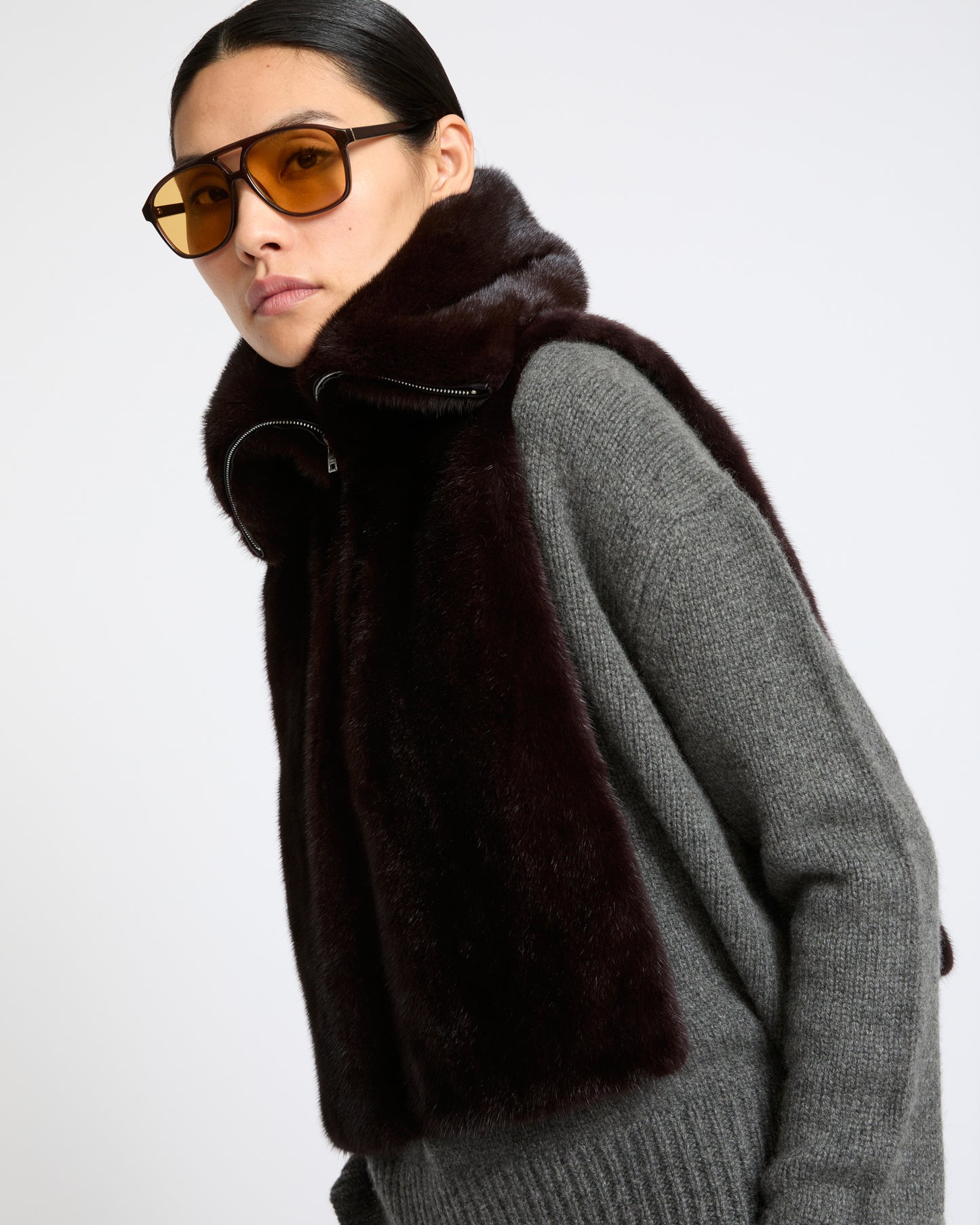 Plastron en fourrure de vison- Yves Salomon - Nouvelle collection Automne Hiver
