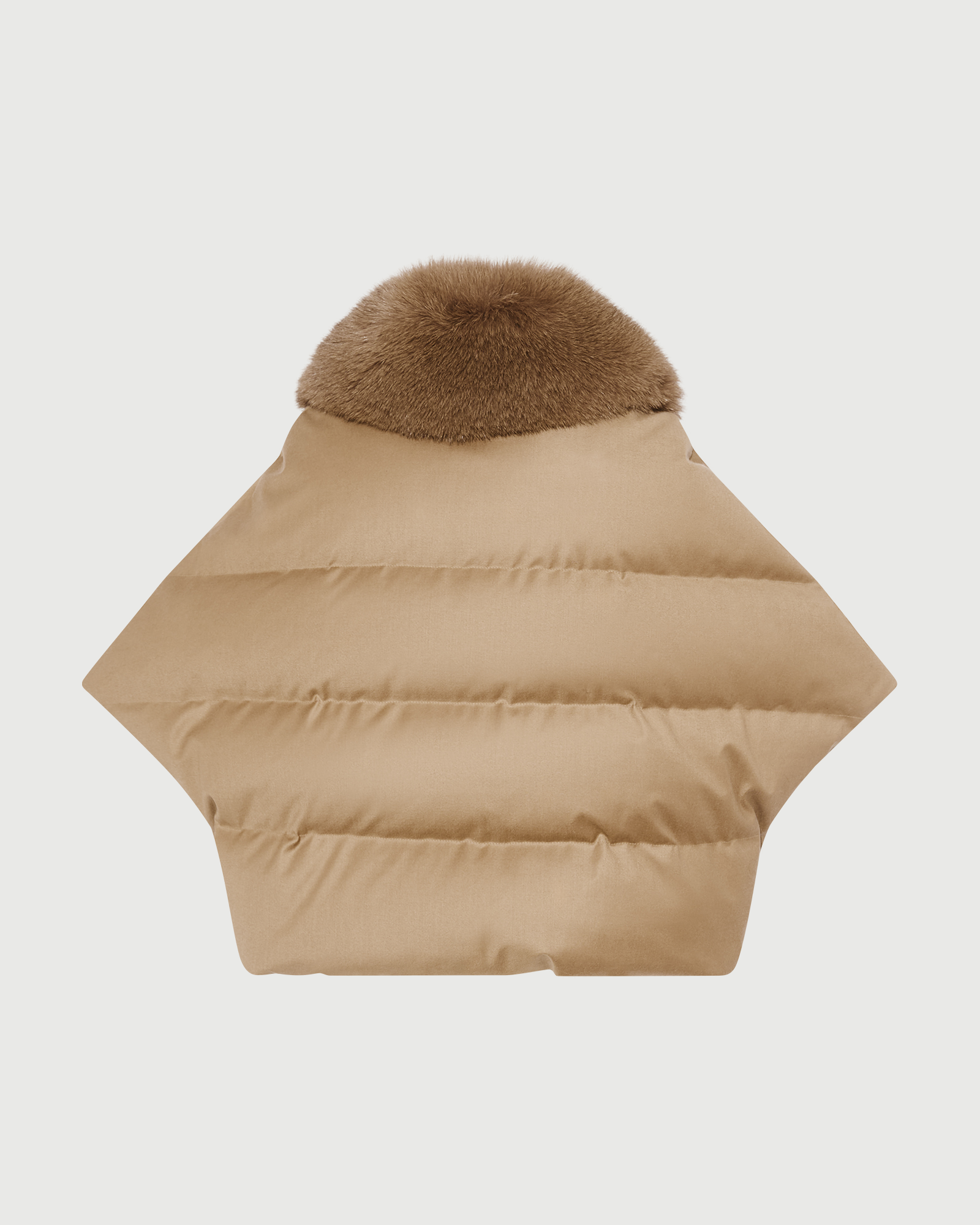 Cape en flanelle avec col amovible en fourrure de renard- Yves Salomon - Nouvelle collection Automne Hiver