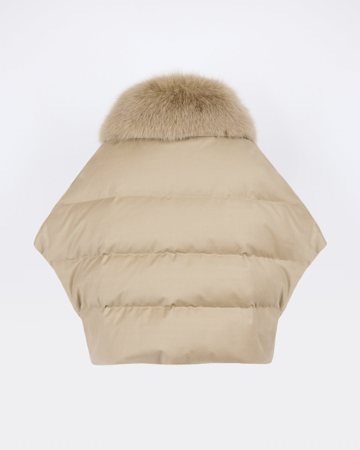 Cape en flanelle avec col amovible en fourrure de renard - Yves Salomon - Nouvelle collection Automne Hiver
