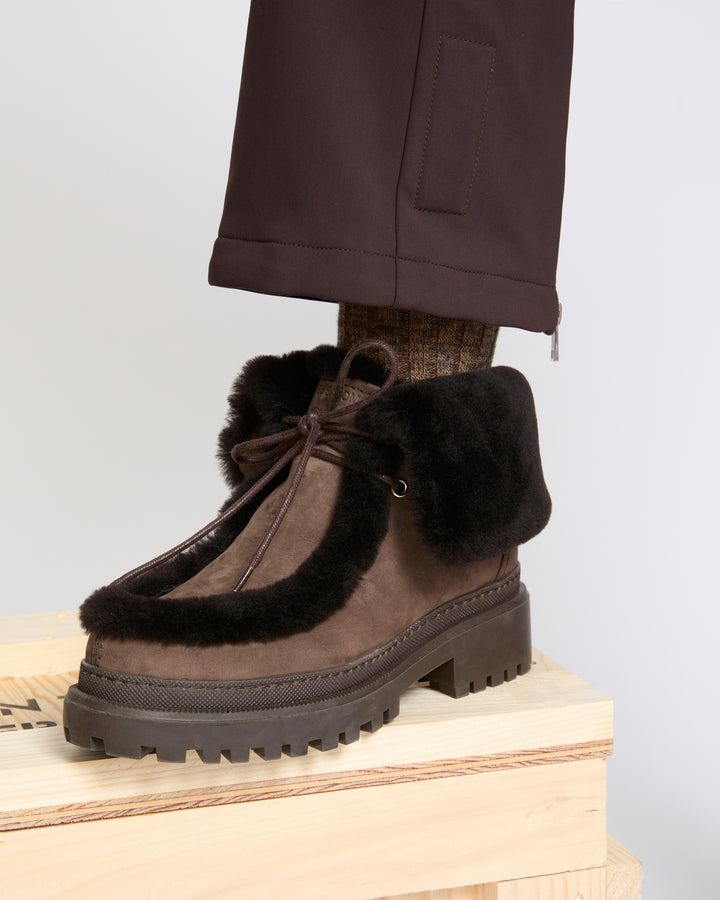 Bottines en daim et agneau mérinillo défrisé- Yves Salomon - Nouvelle collection Automne Hiver