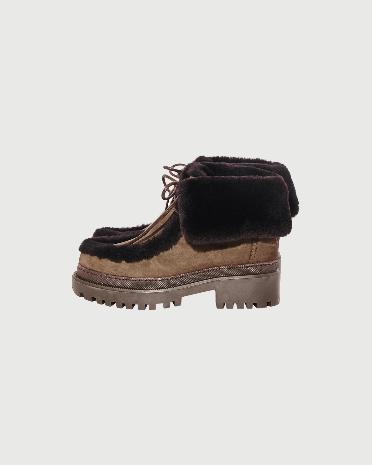 Bottines en daim et agneau mérinillo défrisé- Yves Salomon - Nouvelle collection Automne Hiver