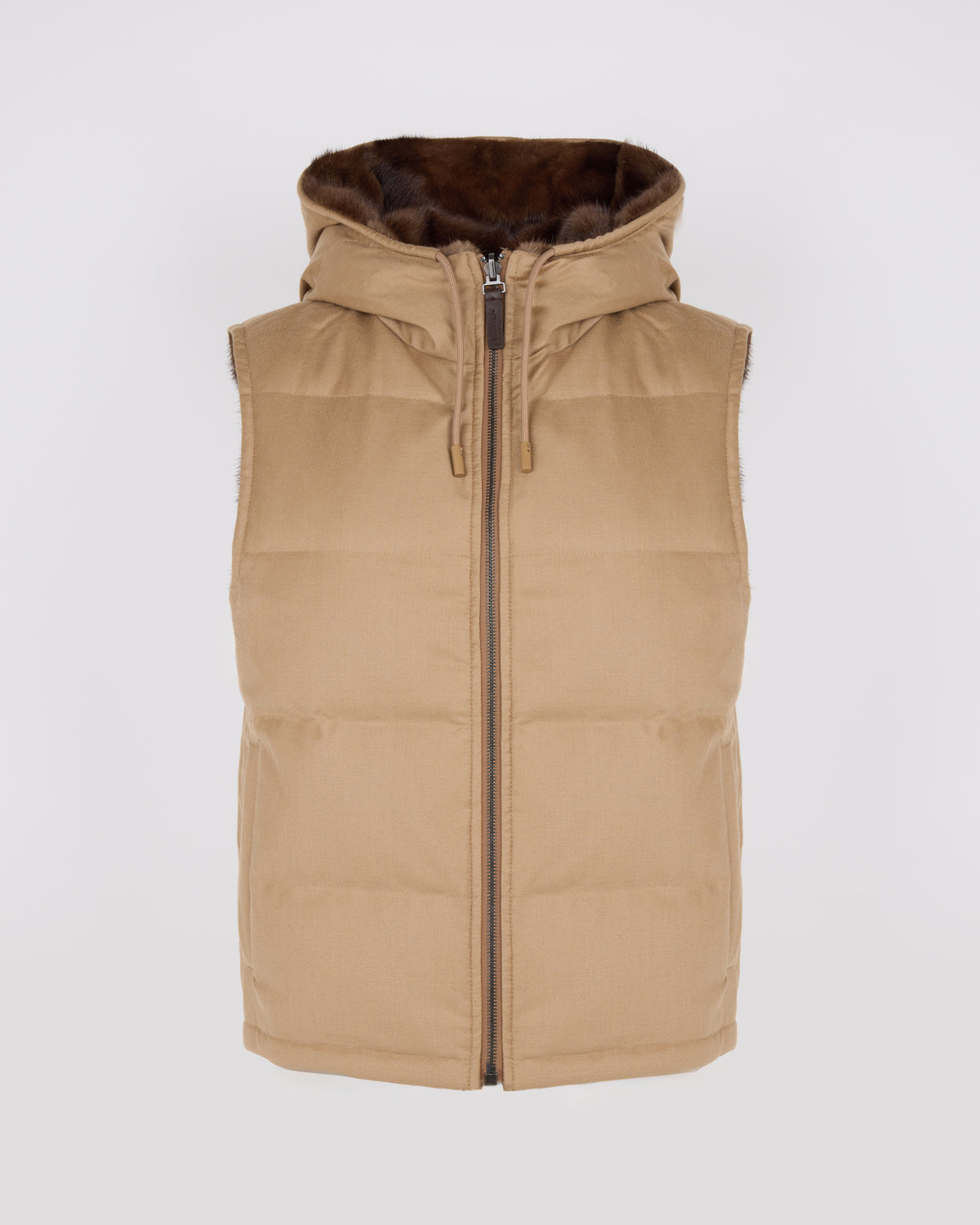 Gilet sans manches réversible en flanelle et fourrure de vison - Yves Salomon - Nouvelle collection Automne Hiver