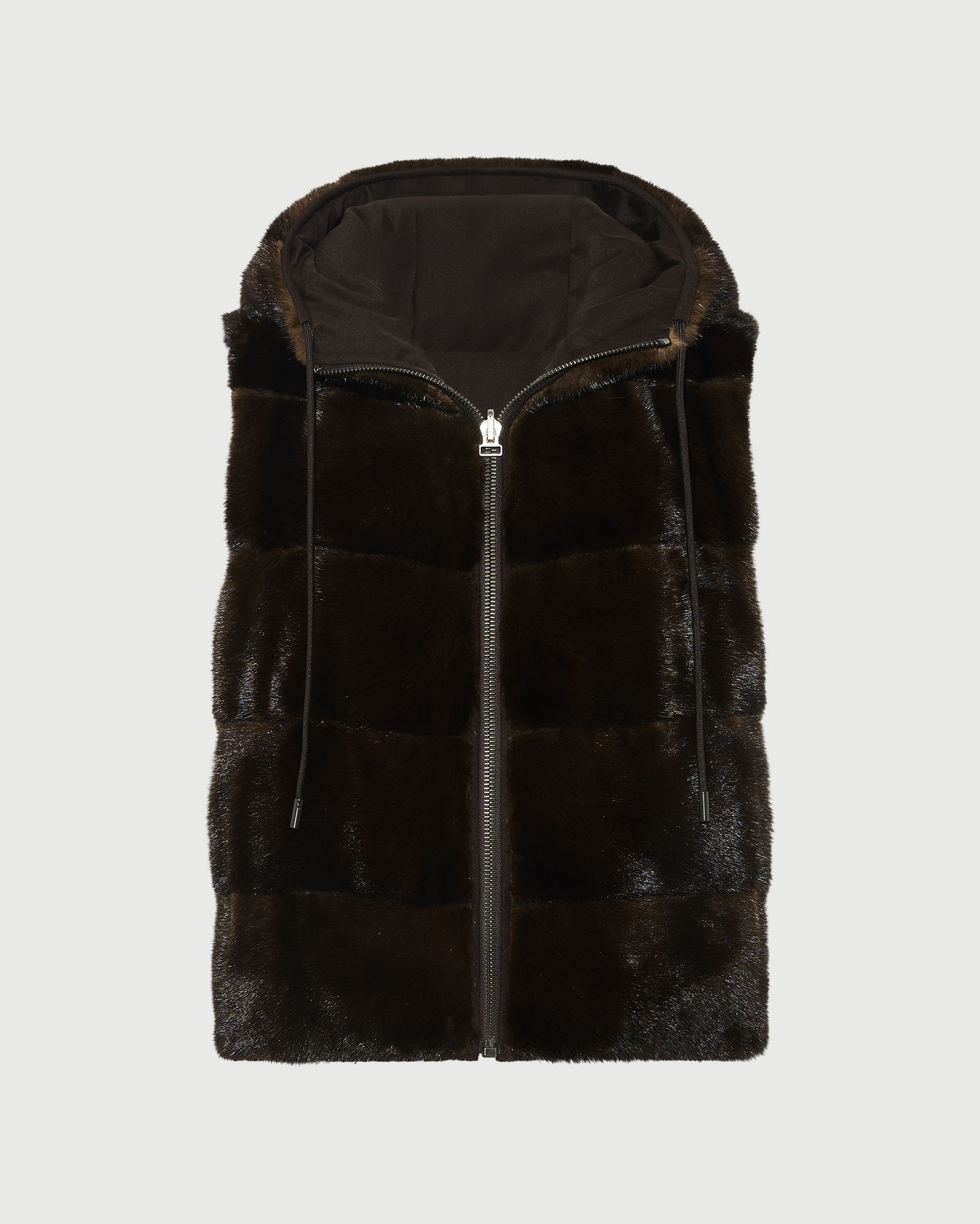 Gilet sans manches réversible en flanelle et fourrure de vison- Yves Salomon - Nouvelle collection Automne Hiver