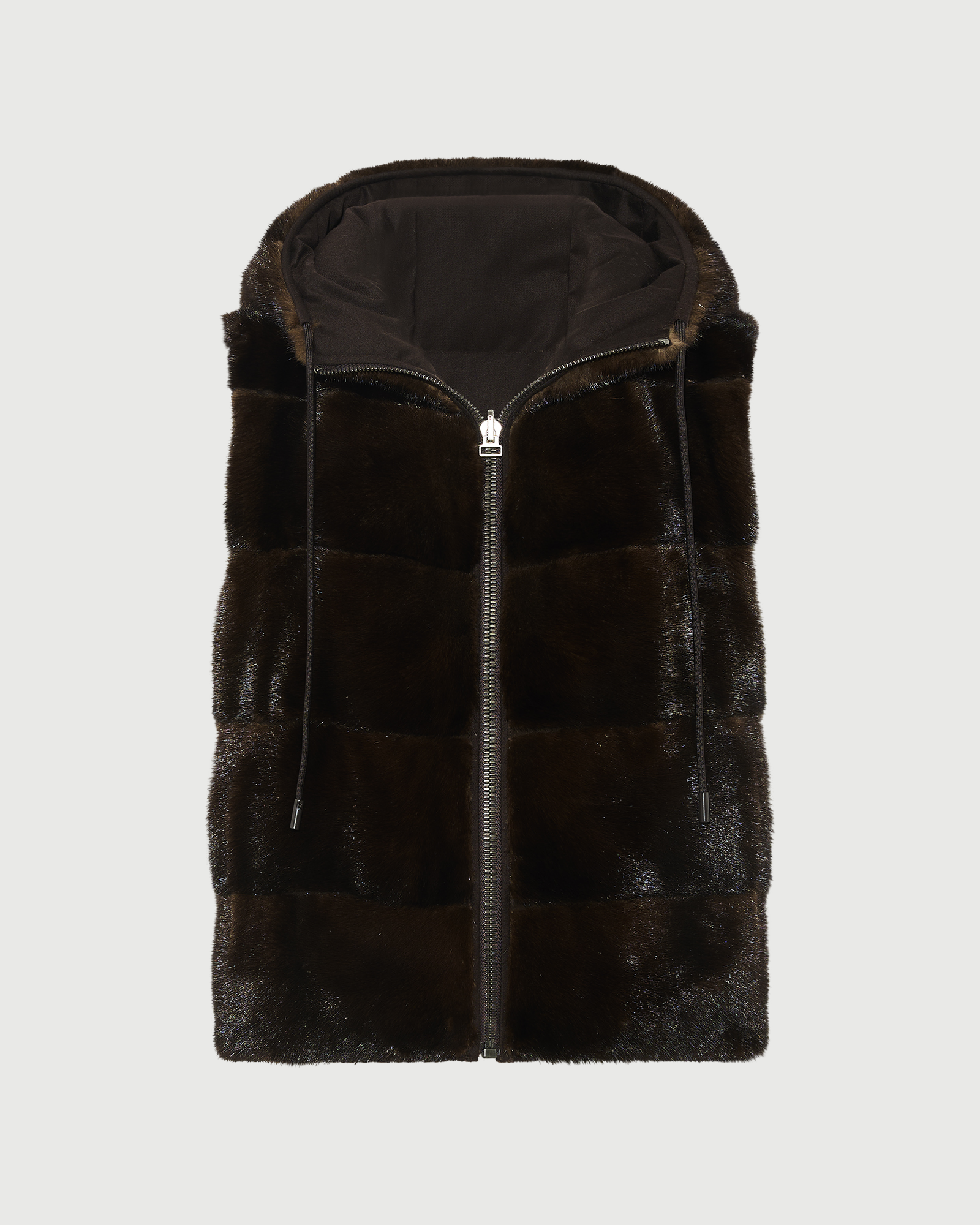 Gilet sans manches réversible en flanelle et fourrure de vison- Yves Salomon - Nouvelle collection Automne Hiver