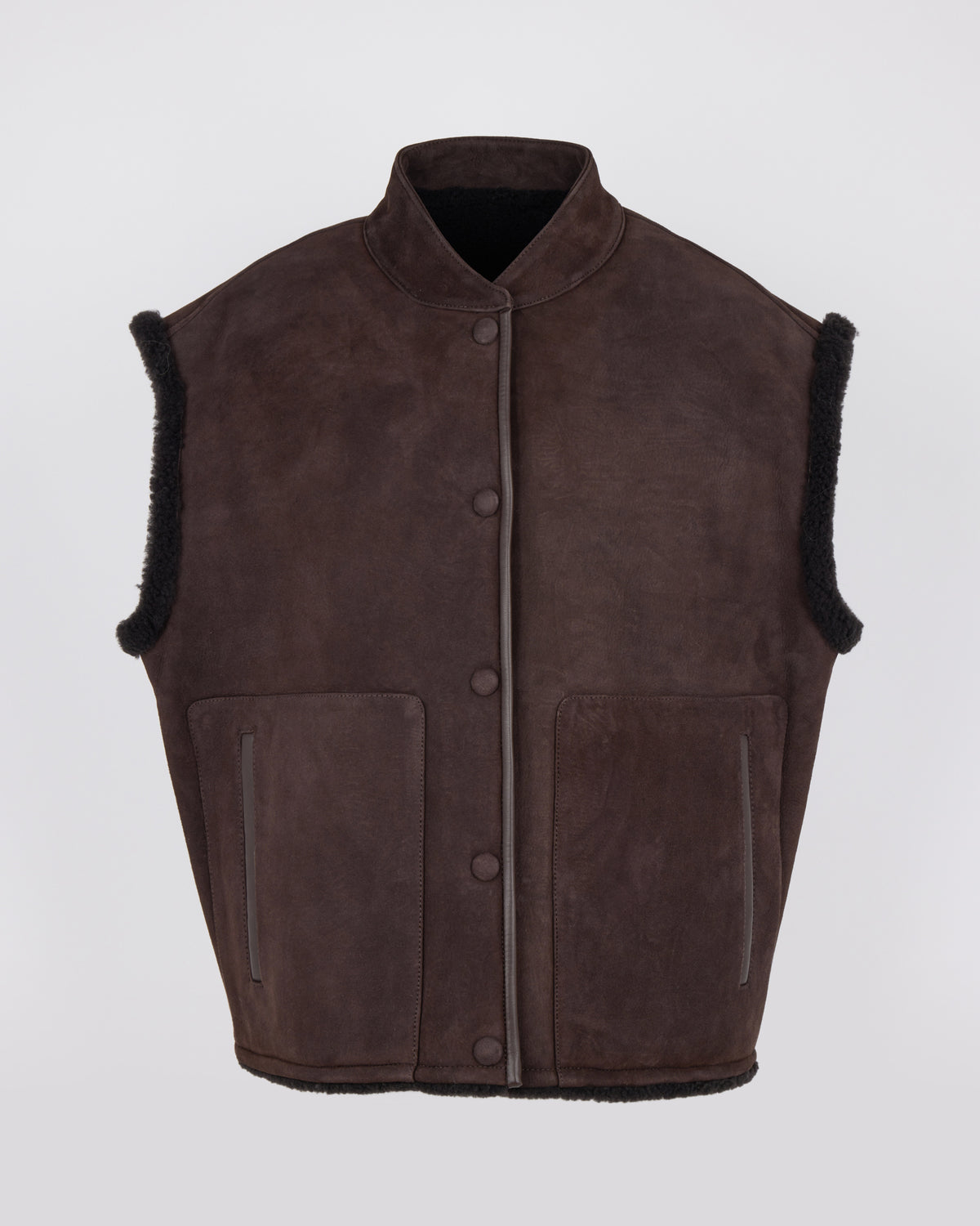 Gilet sans manches en agneau Mérinos bouclé - Yves Salomon - Nouvelle collection Automne Hiver