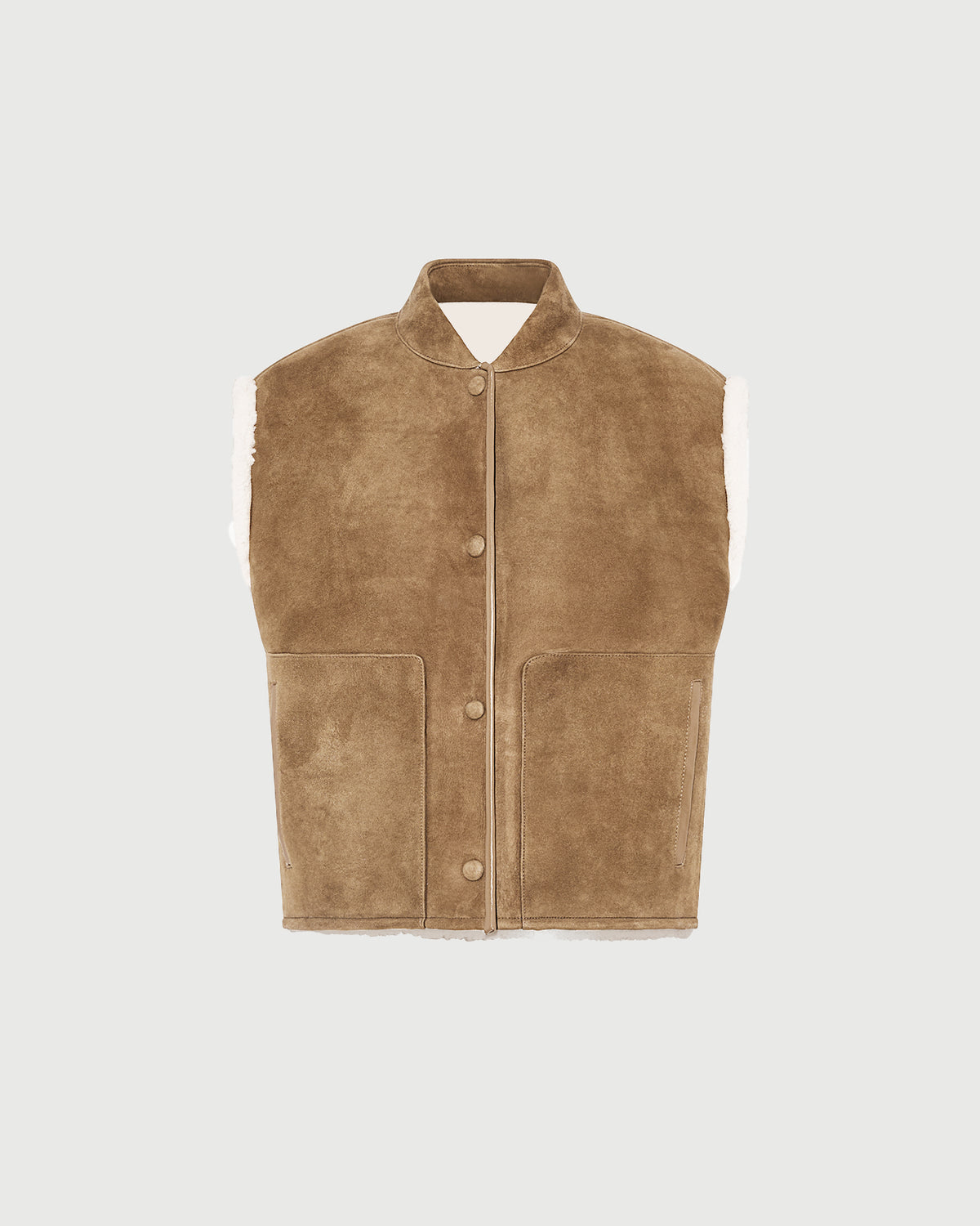 Gilet sans manches en agneau Mérinos bouclé