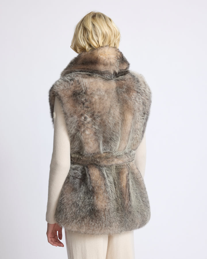 Gilet sans manches en agneau Toscane façon fourrure - Yves Salomon - Nouvelle collection Automne Hiver