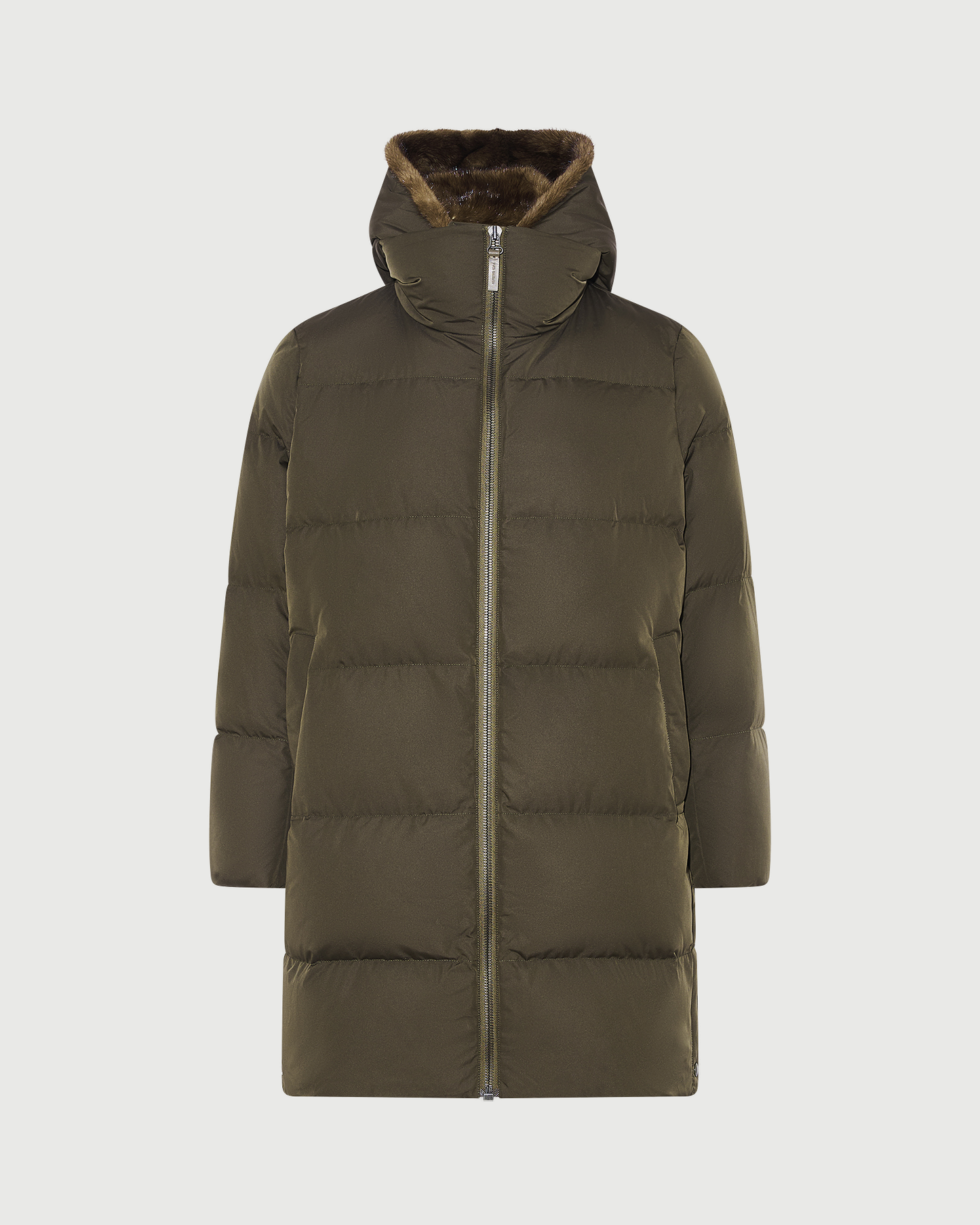 Doudoune longue en tissu technique déperlant avec plastron en fourrure de vison- Yves Salomon - Nouvelle collection Automne Hiver