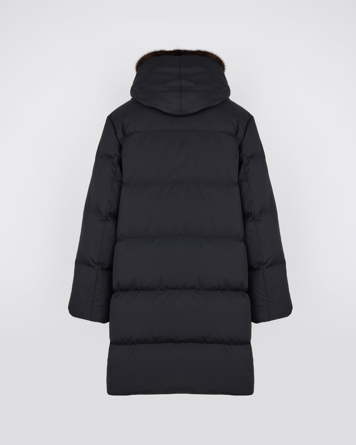 Doudoune longue en tissu technique déperlant avec plastron en fourrure de vison - Yves Salomon - Nouvelle collection Automne Hiver