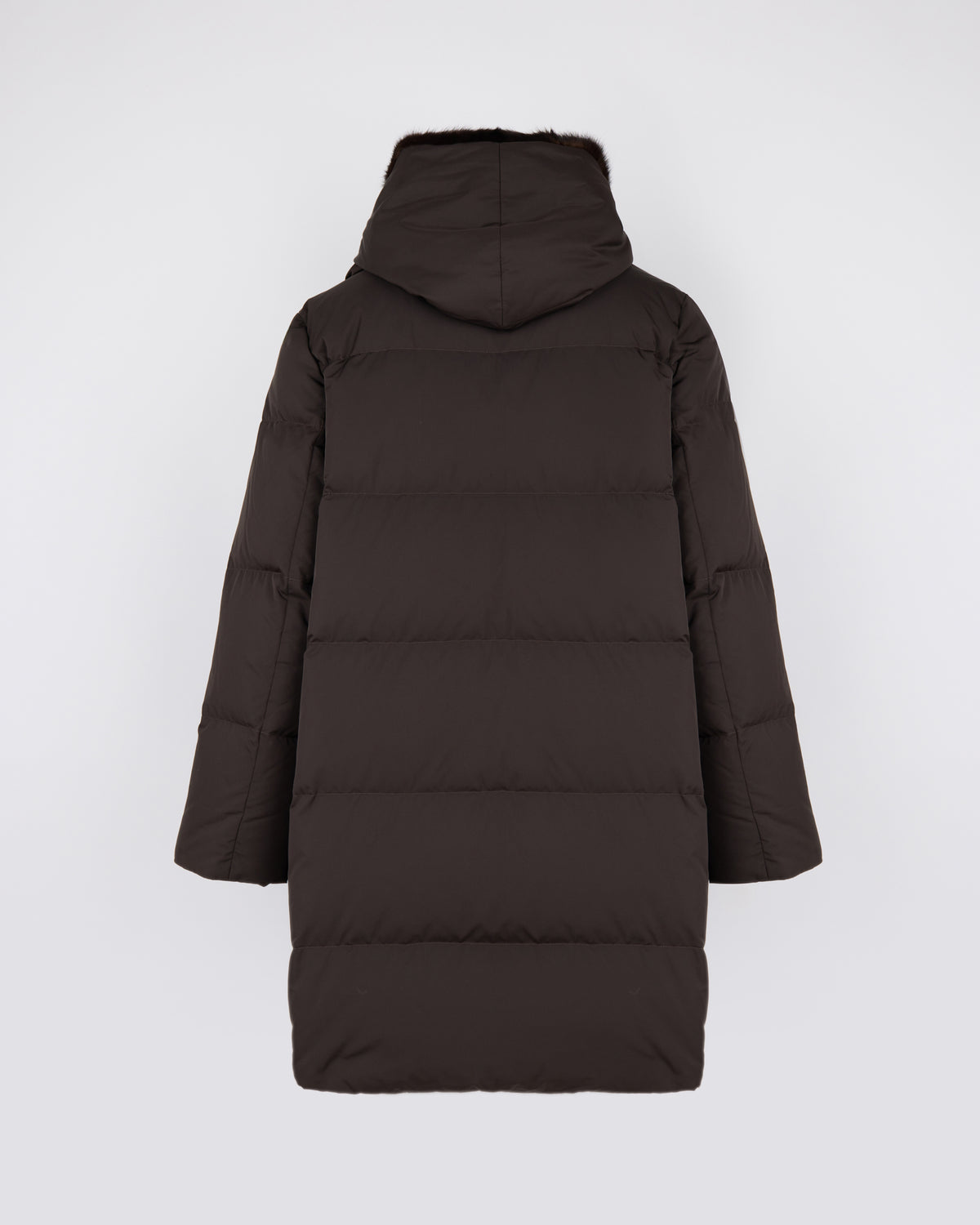 Doudoune longue en tissu technique déperlant avec plastron en fourrure de vison - Yves Salomon - Nouvelle collection Automne Hiver