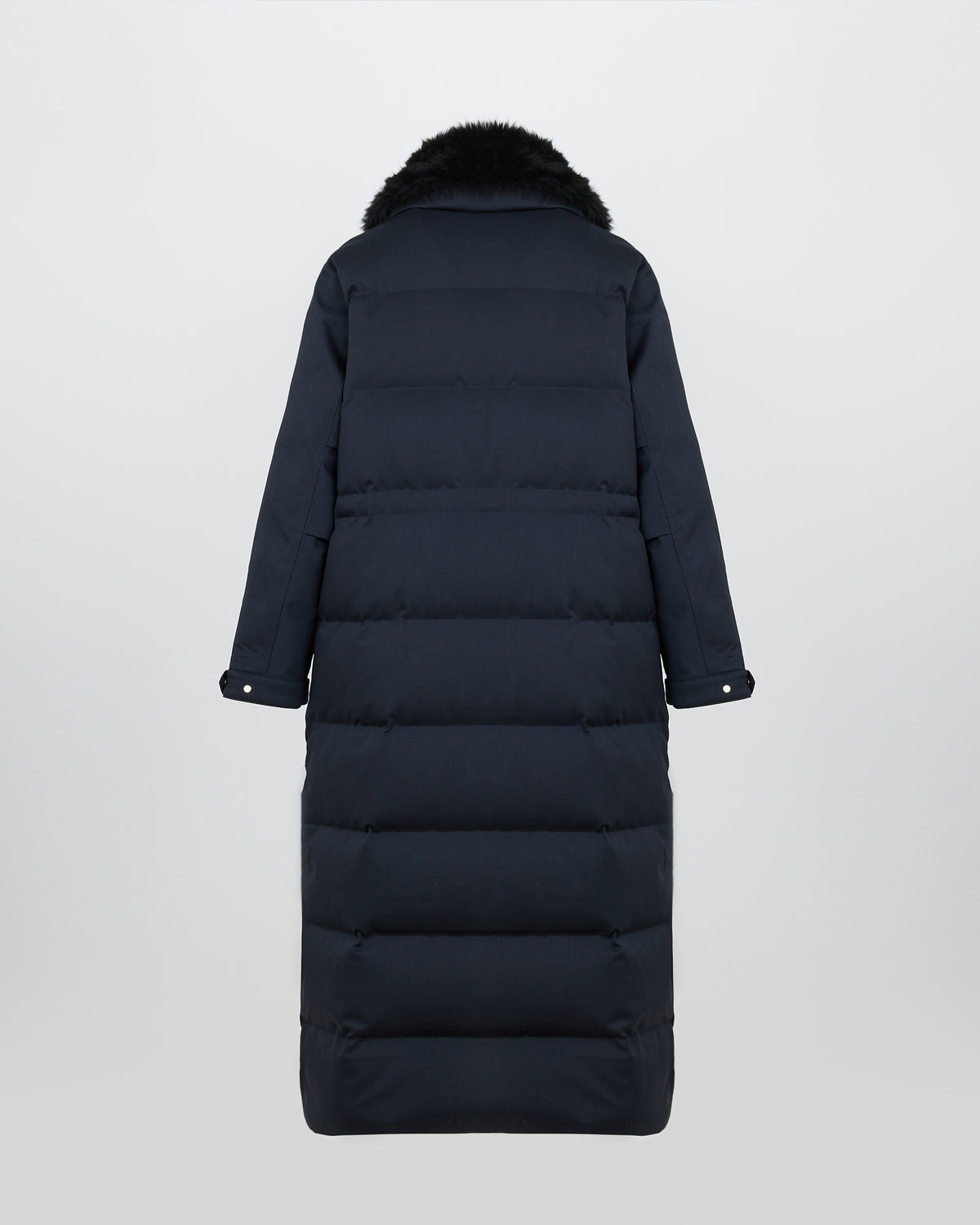 Doudoune longue en tissu technique en laine mélangée imperméable avec col en peau lainée d'agneau - Yves Salomon - Nouvelle collection Automne Hiver