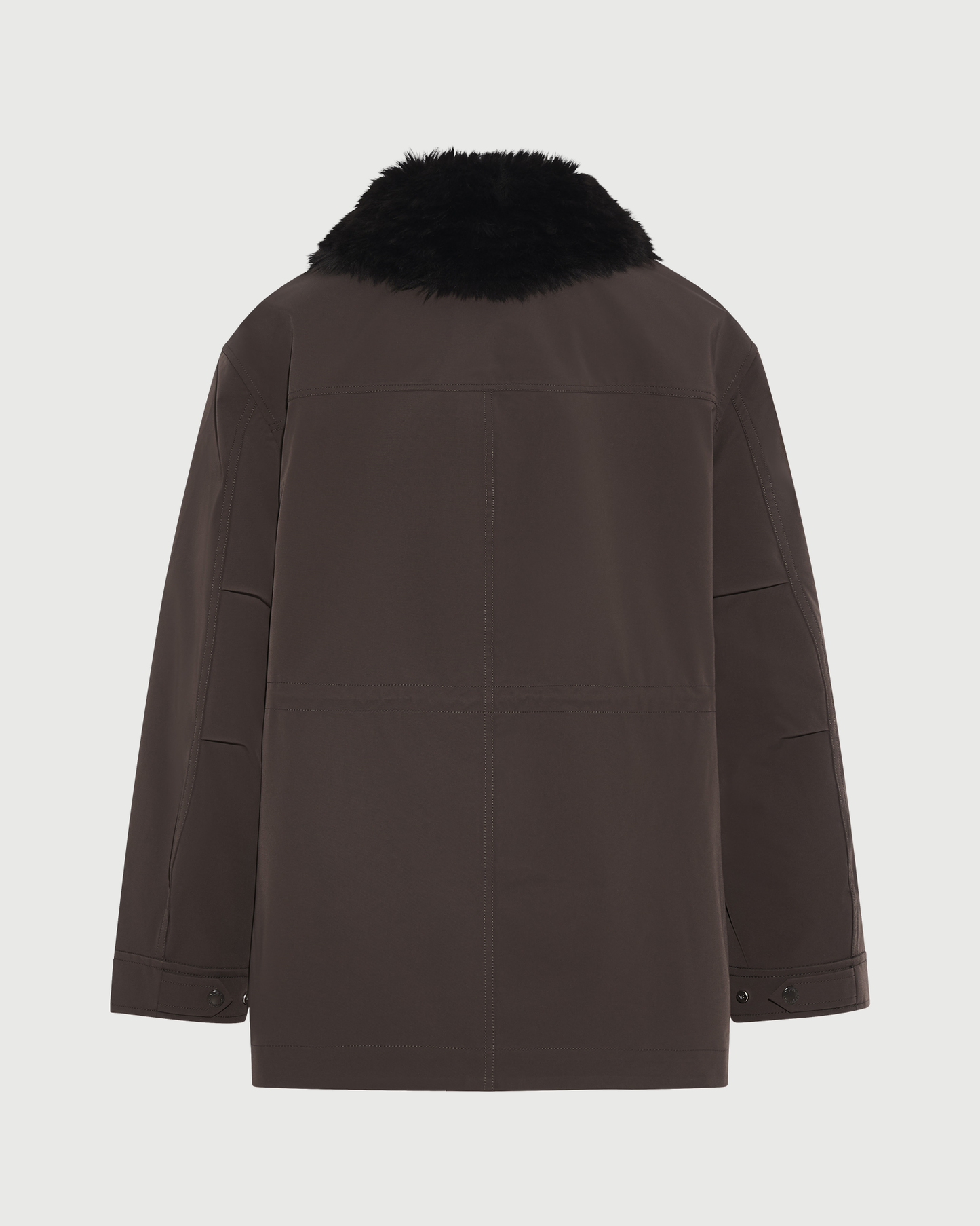 Parka col chemise en tissu technique imperméable et peau lainée d'agneau- Yves Salomon - Nouvelle collection Automne Hiver