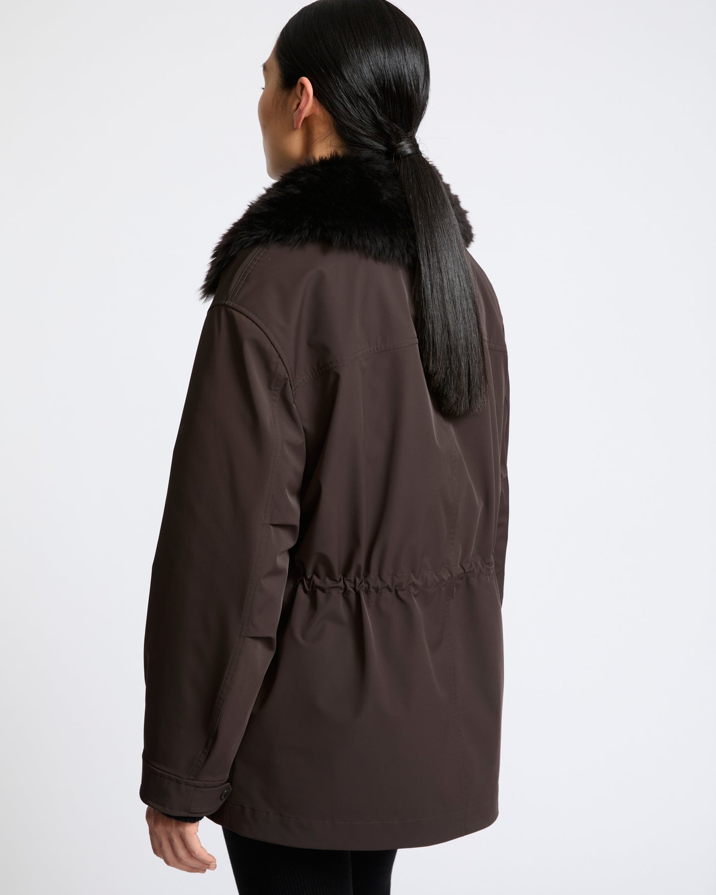 Parka col chemise en tissu technique imperméable et peau lainée d'agneau- Yves Salomon - Nouvelle collection Automne Hiver
