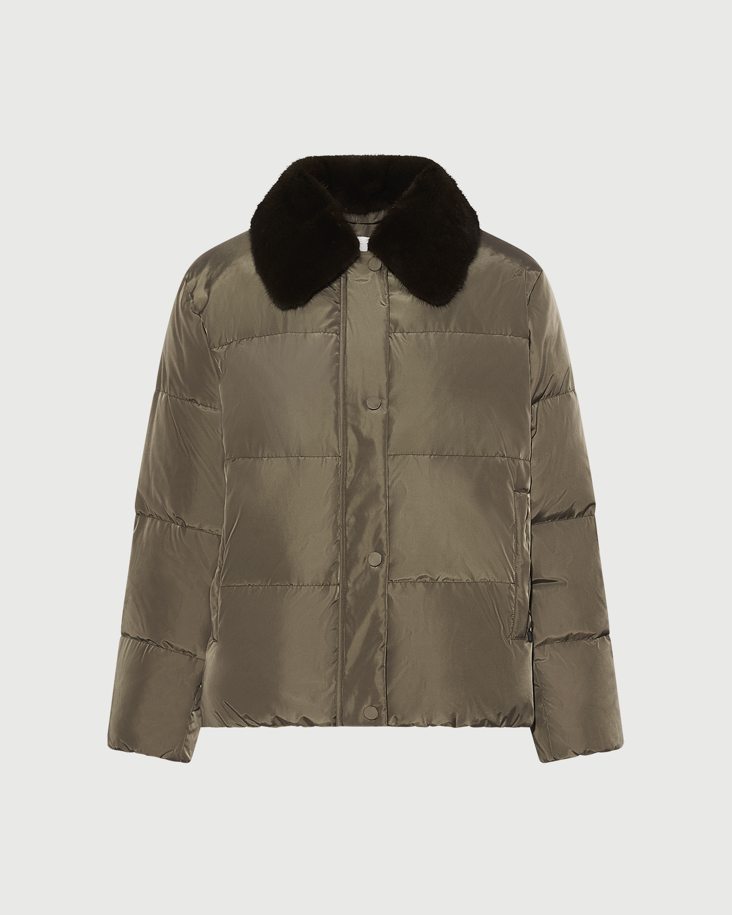 Doudoune courte en tissu technique imperméable avec col en fourrure de vison- Yves Salomon - Nouvelle collection Automne Hiver