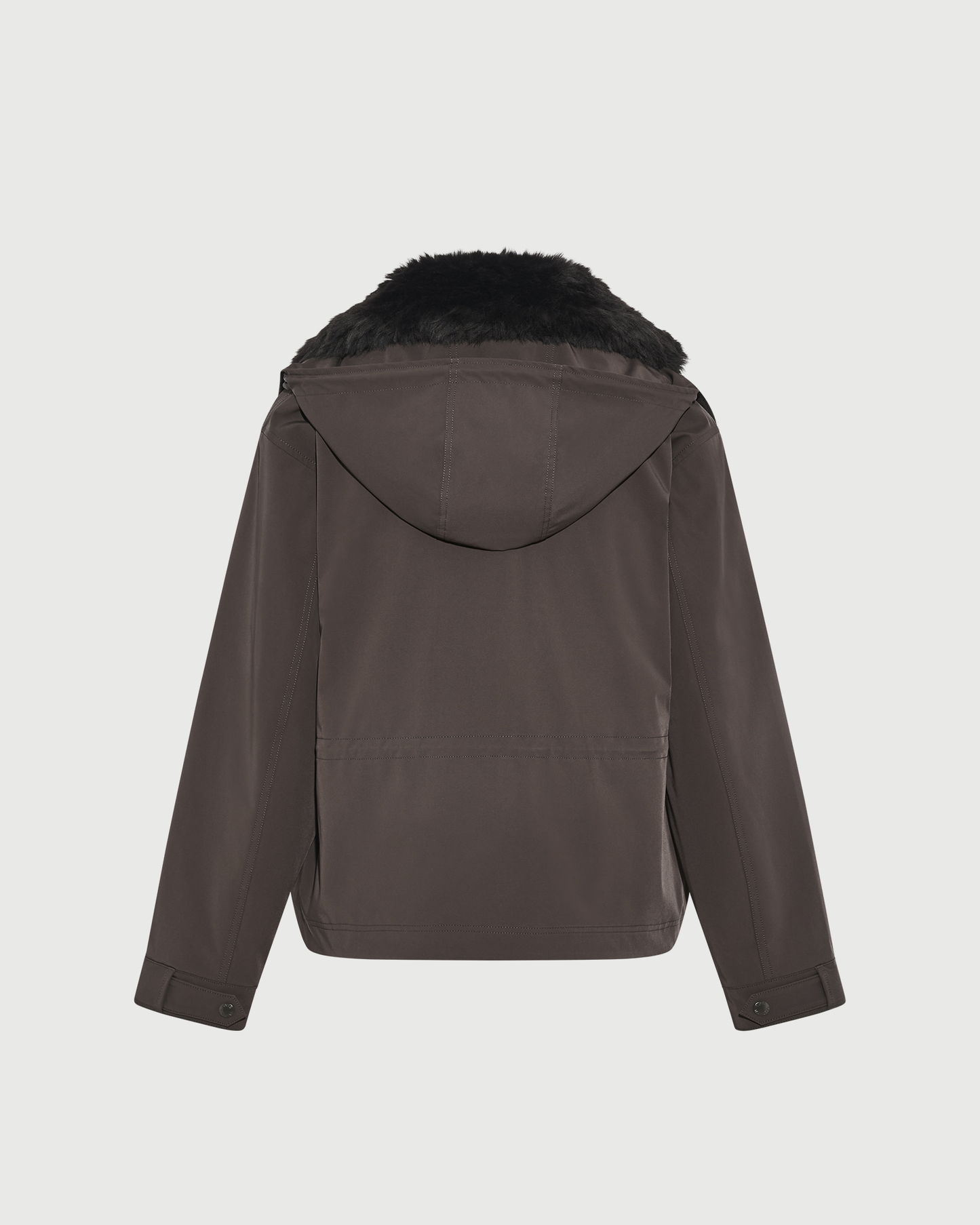 Parka courte à capuche en tissu technique imperméable et peau lainée d'agneau- Yves Salomon - Nouvelle collection Automne Hiver