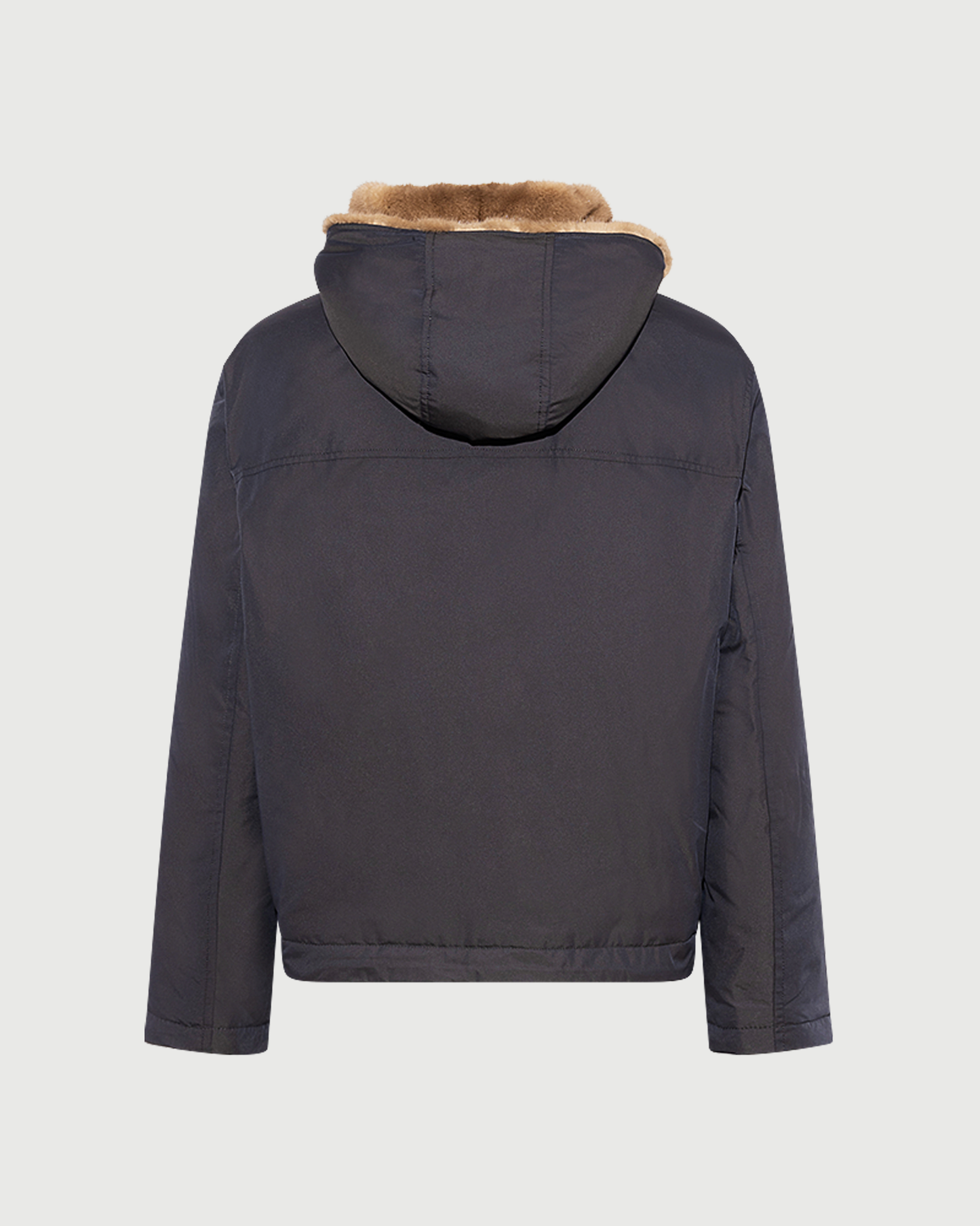 Doudoune courte lisse à capuche en tissu technique déperlant en intérieur fourrure de vison- Yves Salomon - Nouvelle collection Automne Hiver