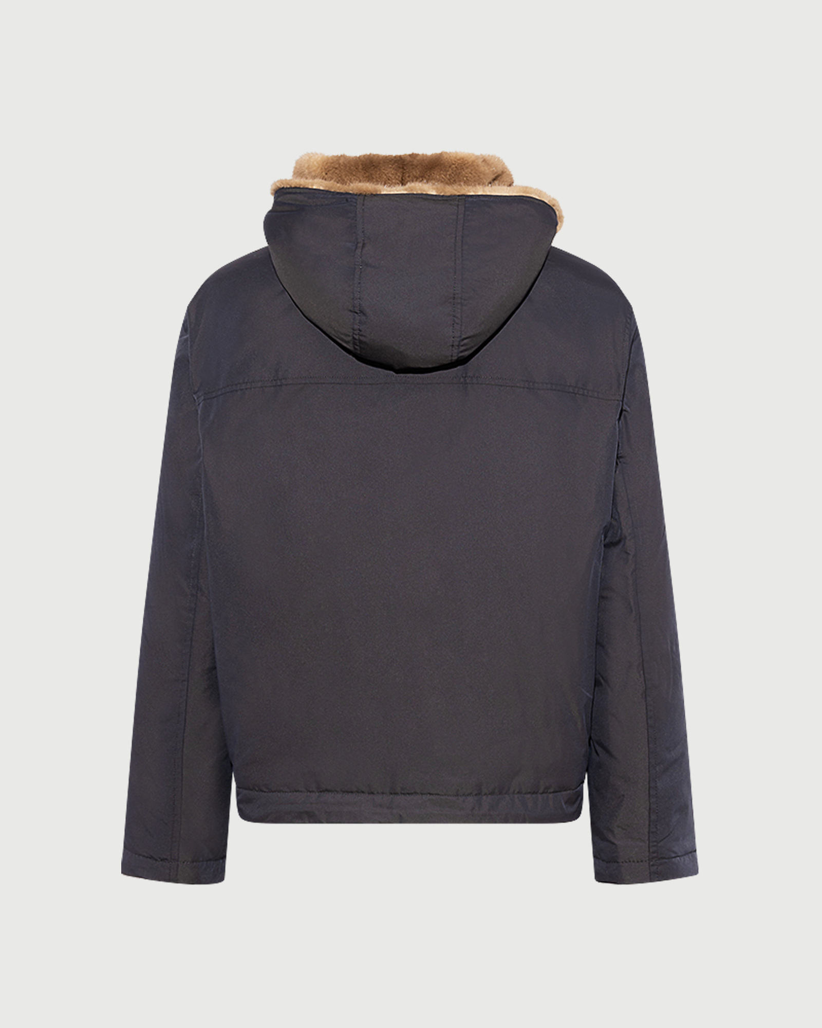 Doudoune courte lisse à capuche en tissu technique déperlant en intérieur fourrure de vison- Yves Salomon - Nouvelle collection Automne Hiver