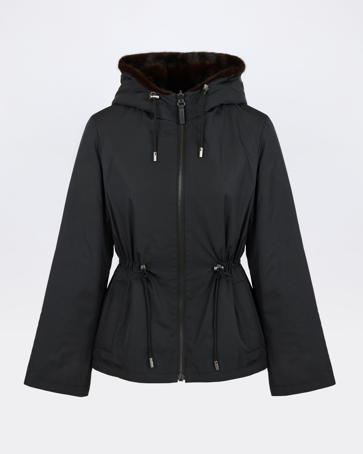 Veste à capuche en tissu technique déperlant réversible avec fourrure de vison - Yves Salomon - Nouvelle collection Automne Hiver