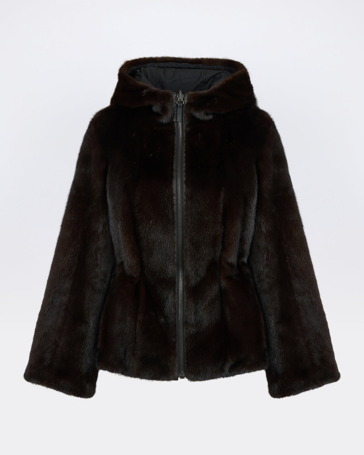 Veste à capuche en tissu technique déperlant réversible avec fourrure de vison - Yves Salomon - Nouvelle collection Automne Hiver